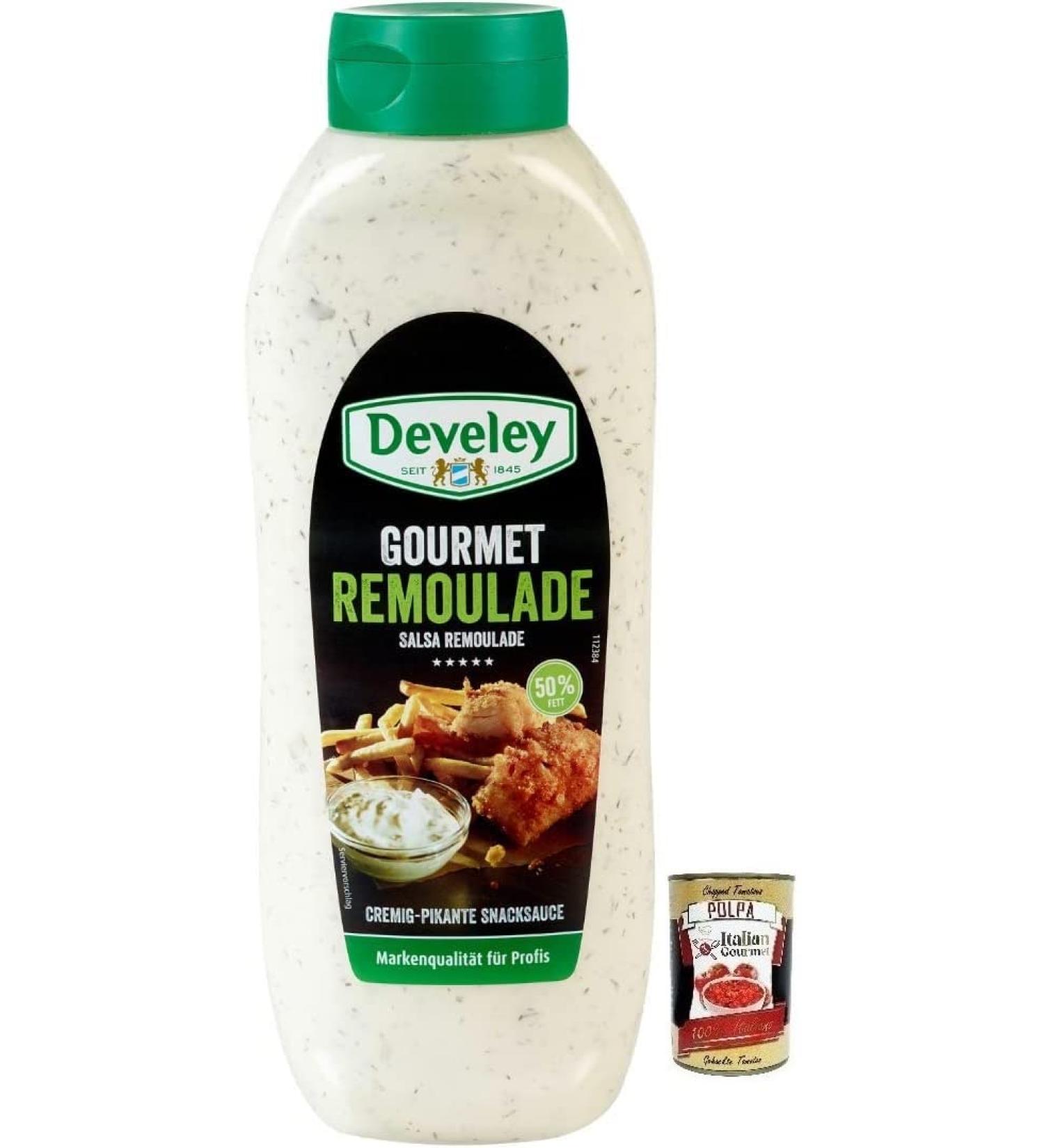  Italian Gourmet E.R. Develey Salsa Remoulade Sauce Gluten Free Pasty Cream with Onions Cucumbers and Herbs 875ml + 400g Box - Buy Online on GoSupps.com