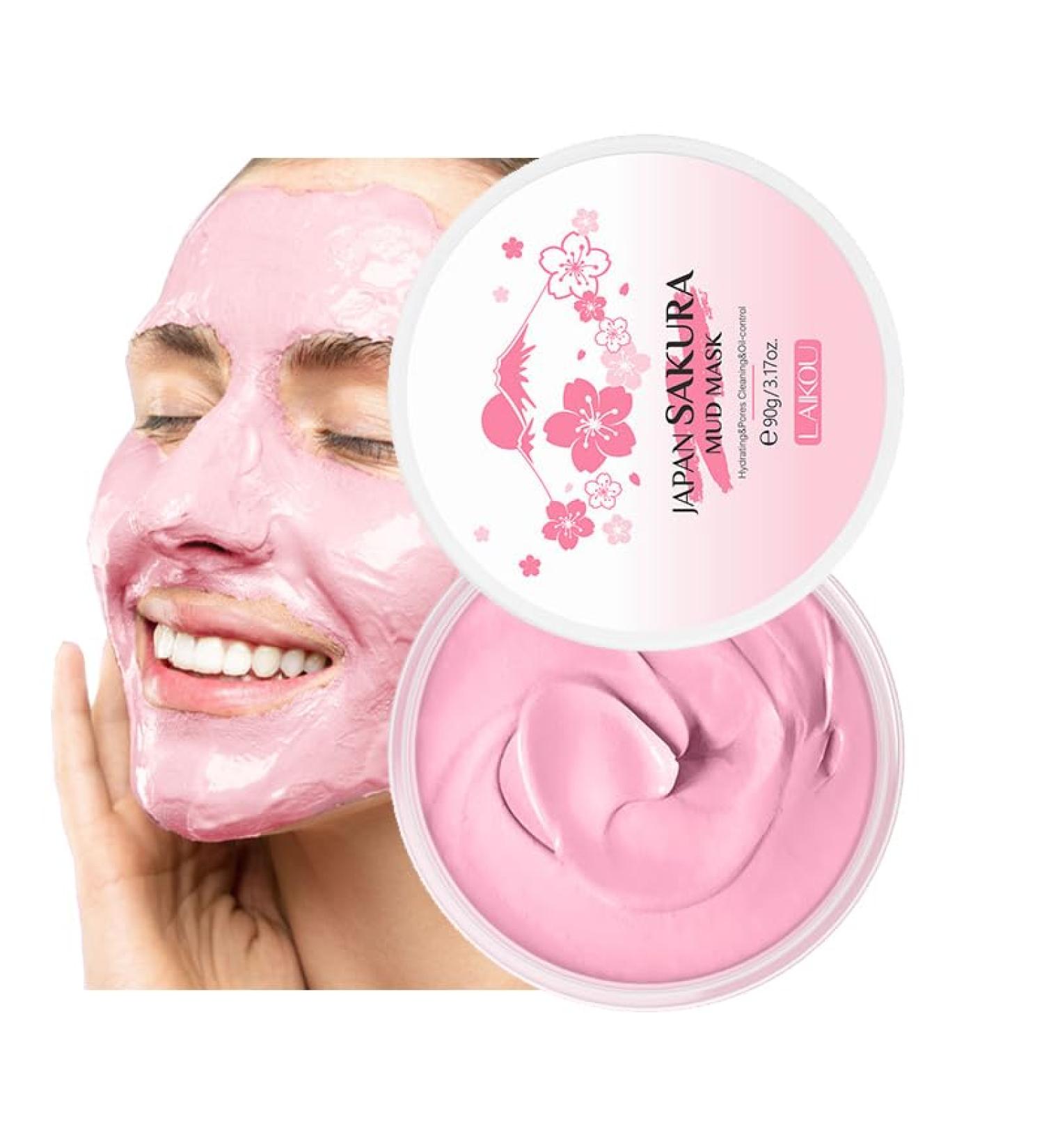 AKARY Sakura Clay Facial Mud Mask - Deep Cleansing Pore Minimizer Oil Control & Acne Reduction - Natural Skin Care for Youthful Skin - Buy Online on GoSupps.com