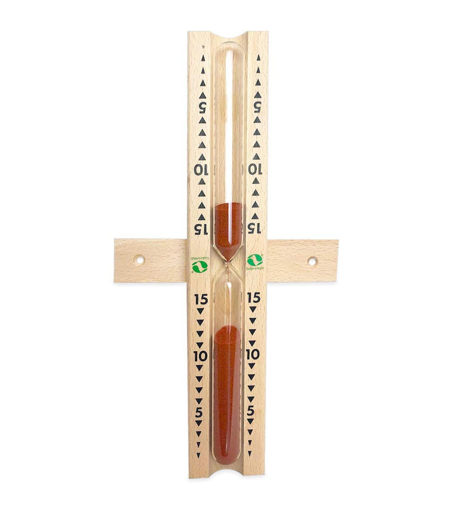 SudoreWell Sauna Hourglass Exclusive 15 minutes made of pine wood with red sand