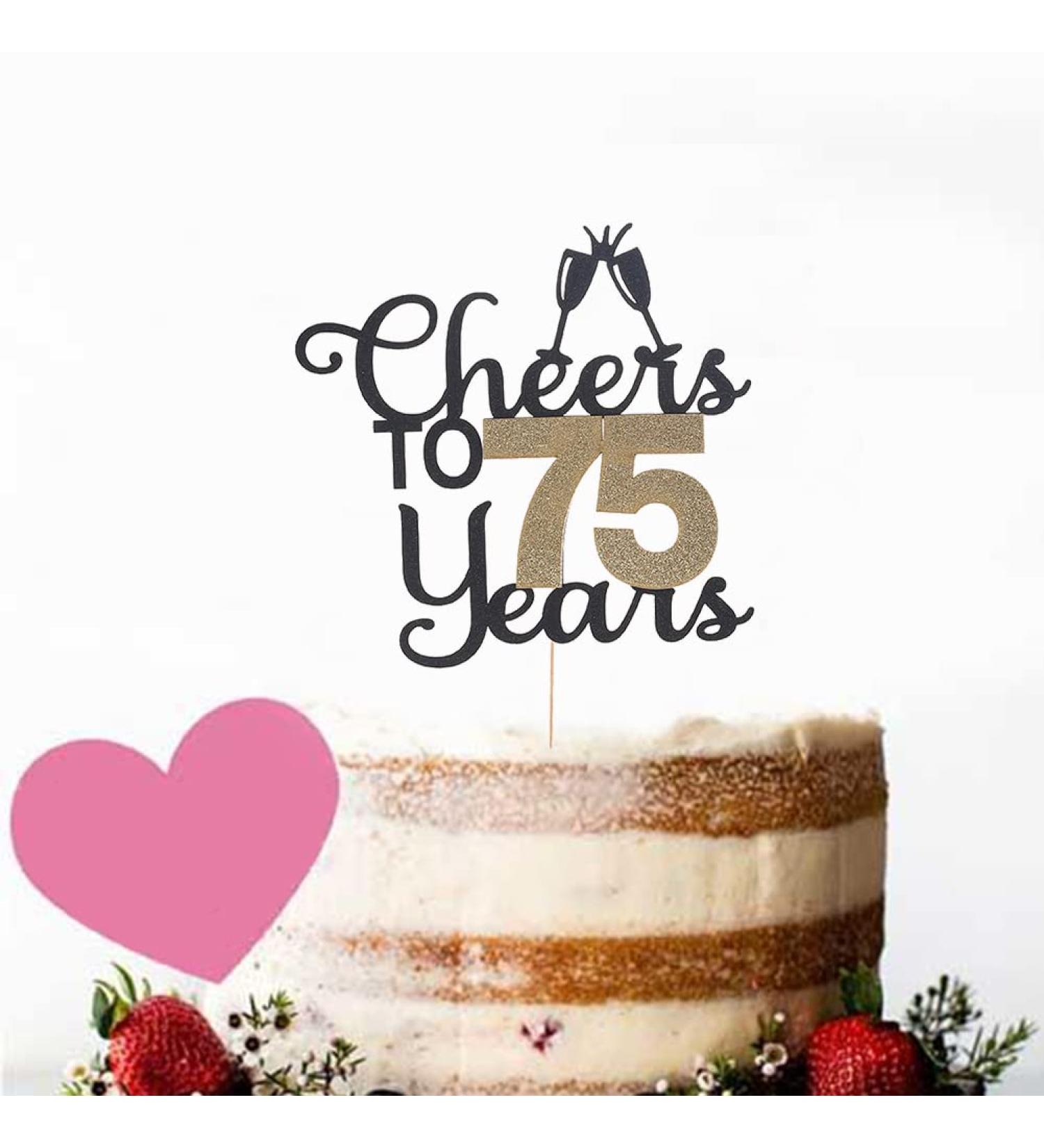 Cheers to 75 Years Cake Topper 75th Birthday Cake Topper for Brithday Party Cake Topper Decorations Cake Topper Decoration Supplies for Wedding Anniversary Party Birthday Party - Buy Online on GoSupps.com