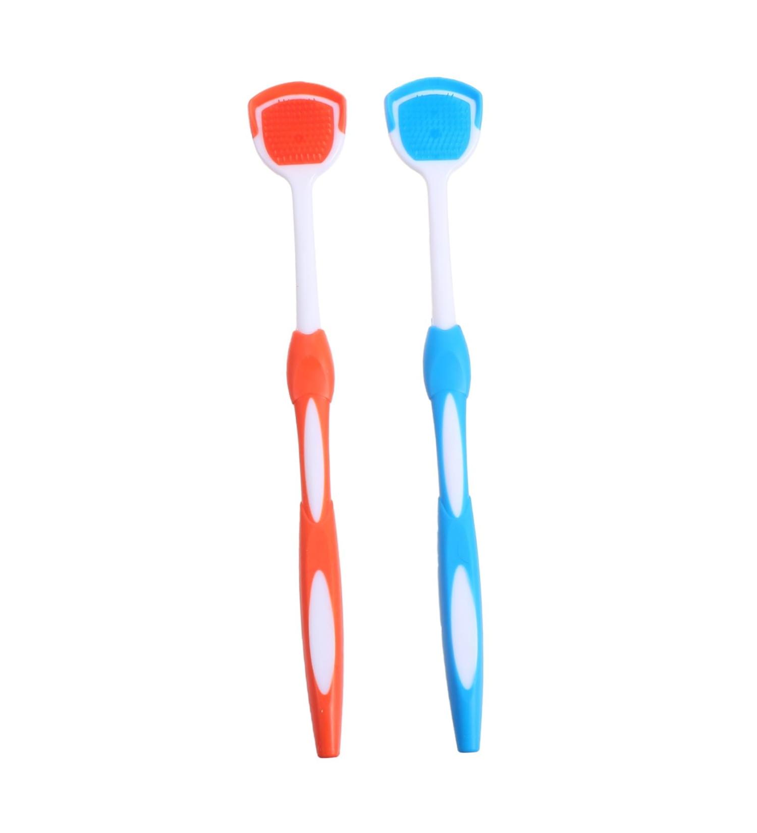 Ultechnovo 2-St Tongue Cleaning Brush - Stainless Steel Scraper Tool for Adults | Effective Tongue Scrubbing & Hygiene | Blue 19.5x3x0.6cm - Buy Online on GoSupps.com