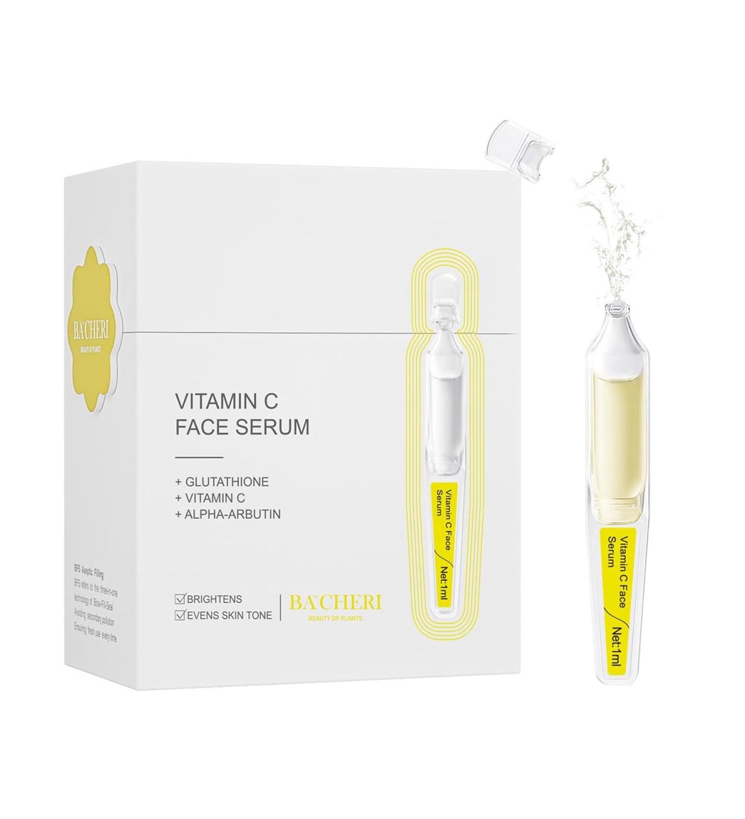 Vitamin C Serum for Face - 15 Pcs/Box | Brightening & Hydrating with Hyaluronic Acid & Aloe Vera - Reduces Dull Skin & Fine Lines - Buy Online on GoSupps.com
