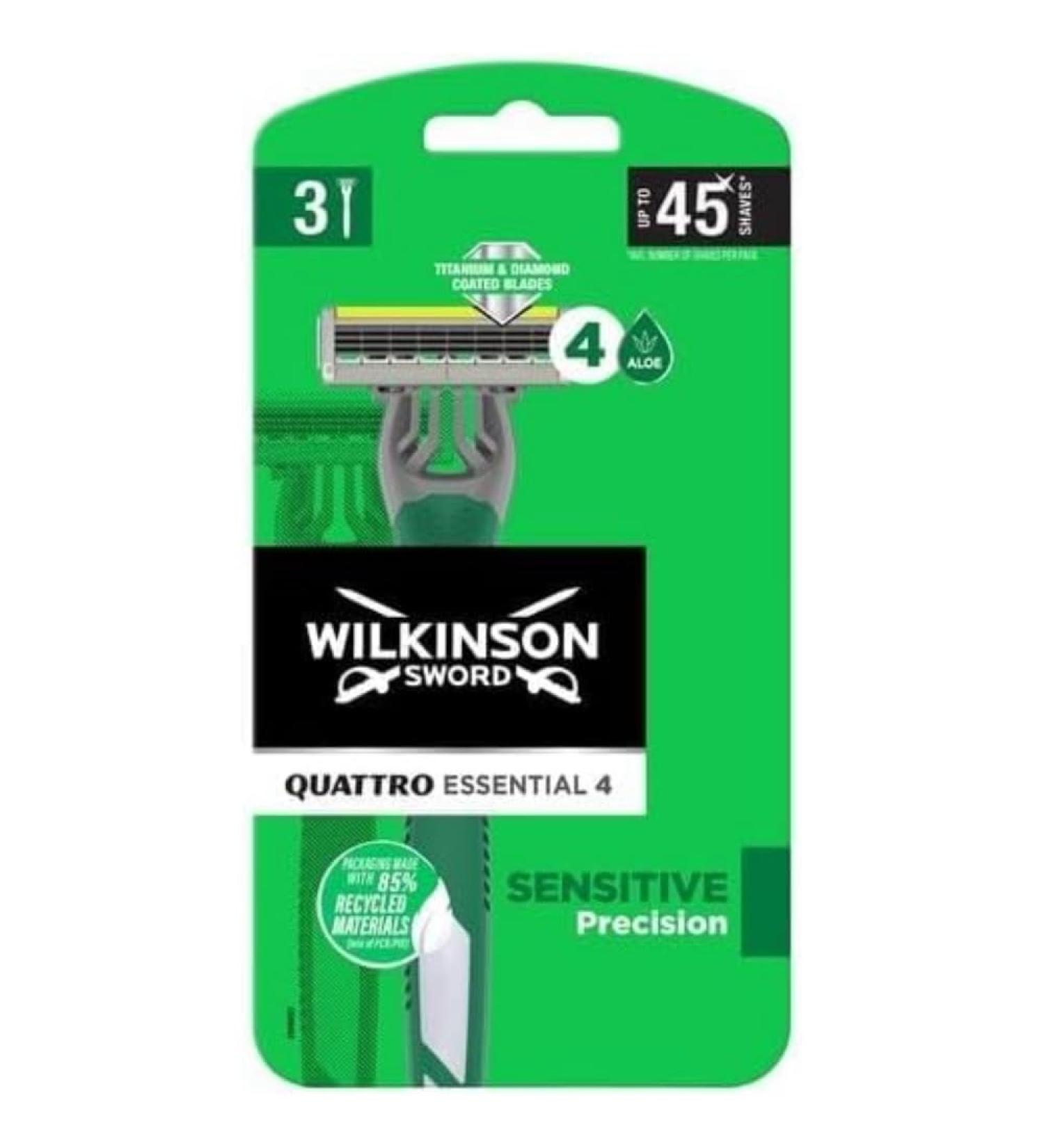 Wilkinson Sword Quattro Titanium Sensitive Men's Disposables Razors x 3 3 Count (Pack of 1)