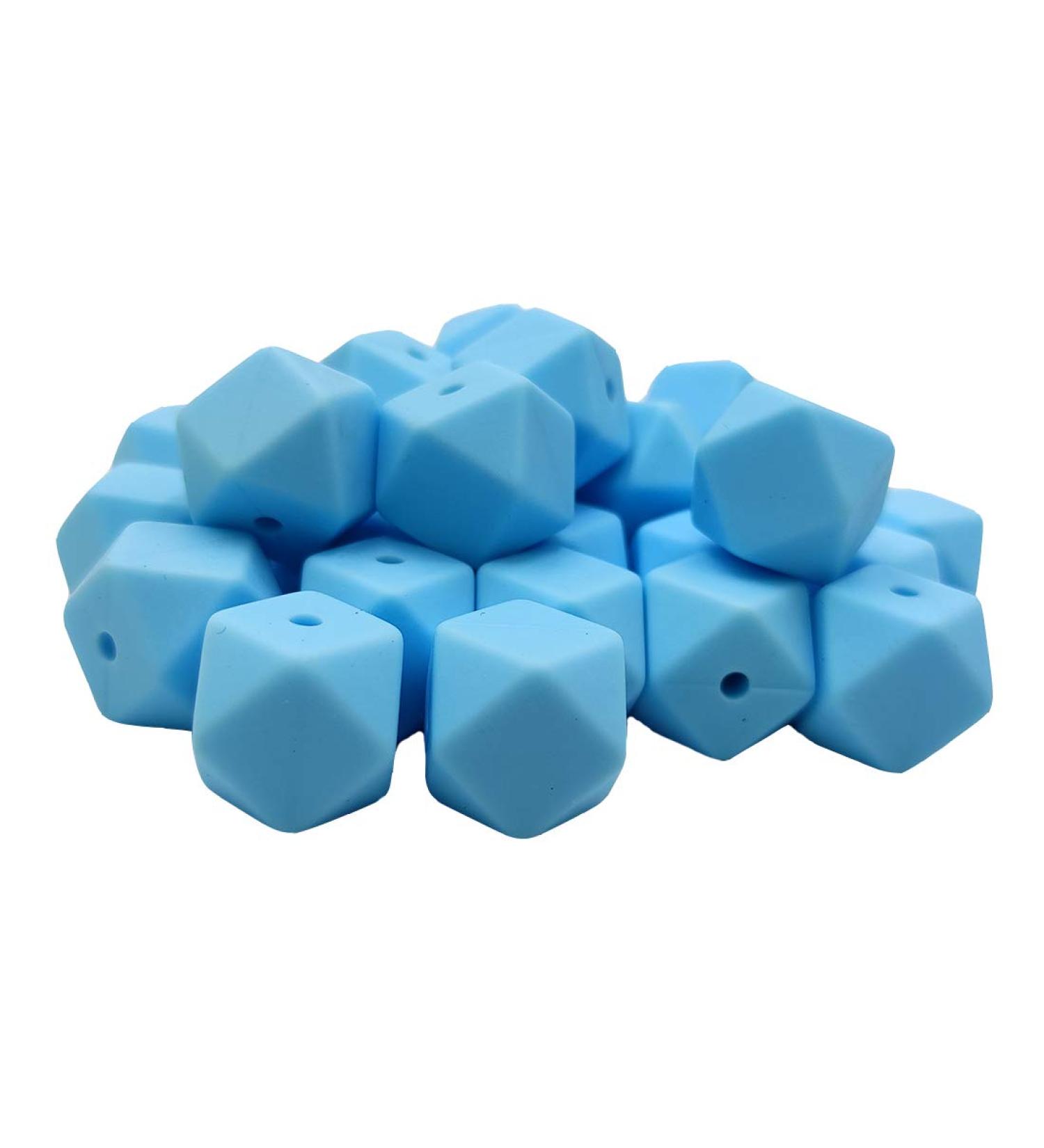 30pcs Baby Blue 17mm Hexagon Silicone Teething Beads - BPA Free Geometry Beads for Mom Necklace Making - Buy Online on GoSupps.com