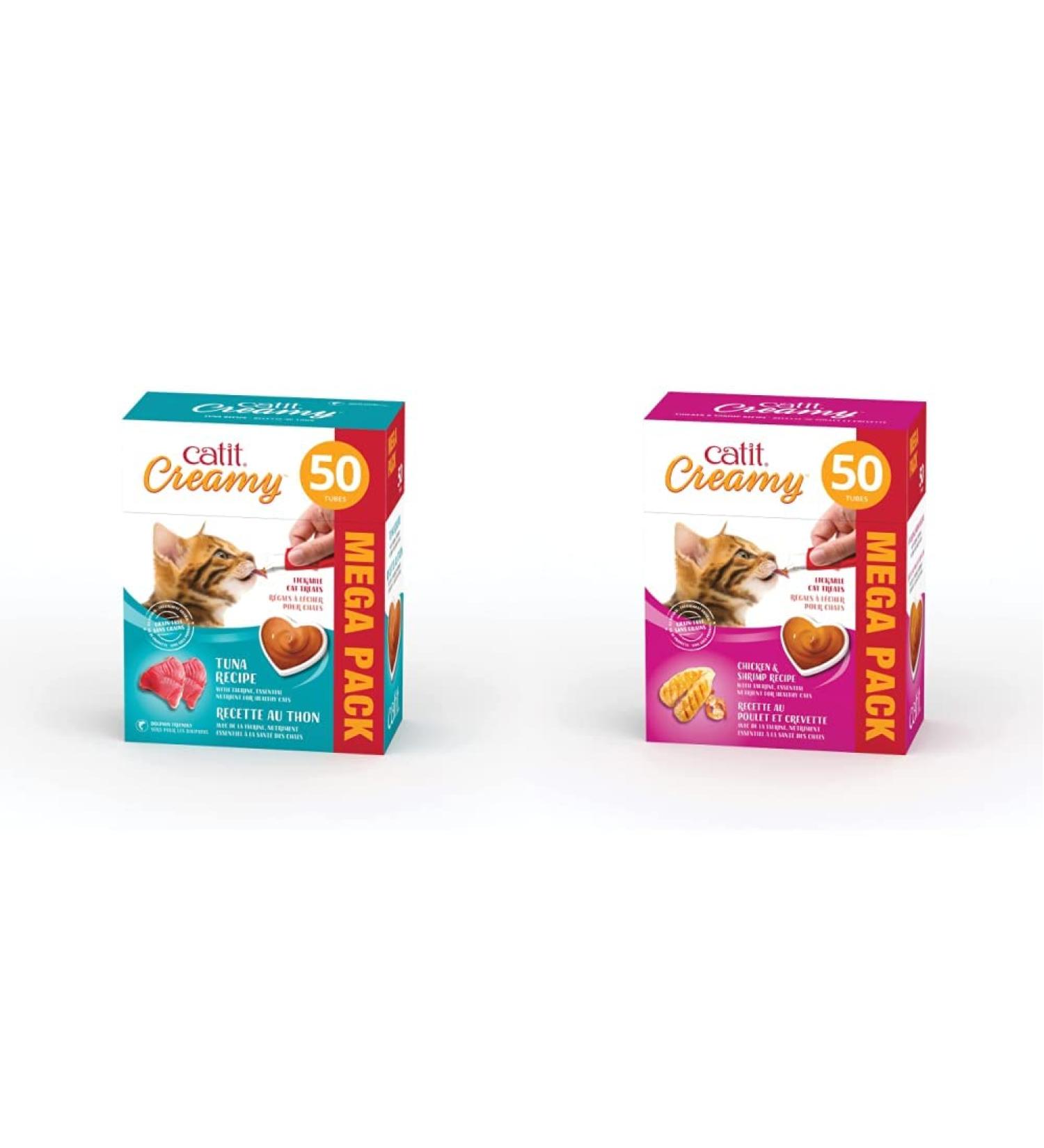 Catit Creamy Tuna | Chicken & Shrimp Lickable Cat Treat - 100 Tubes Mega Pack Cat Treat + Cat Treat Shrimp - Buy Online on GoSupps.com