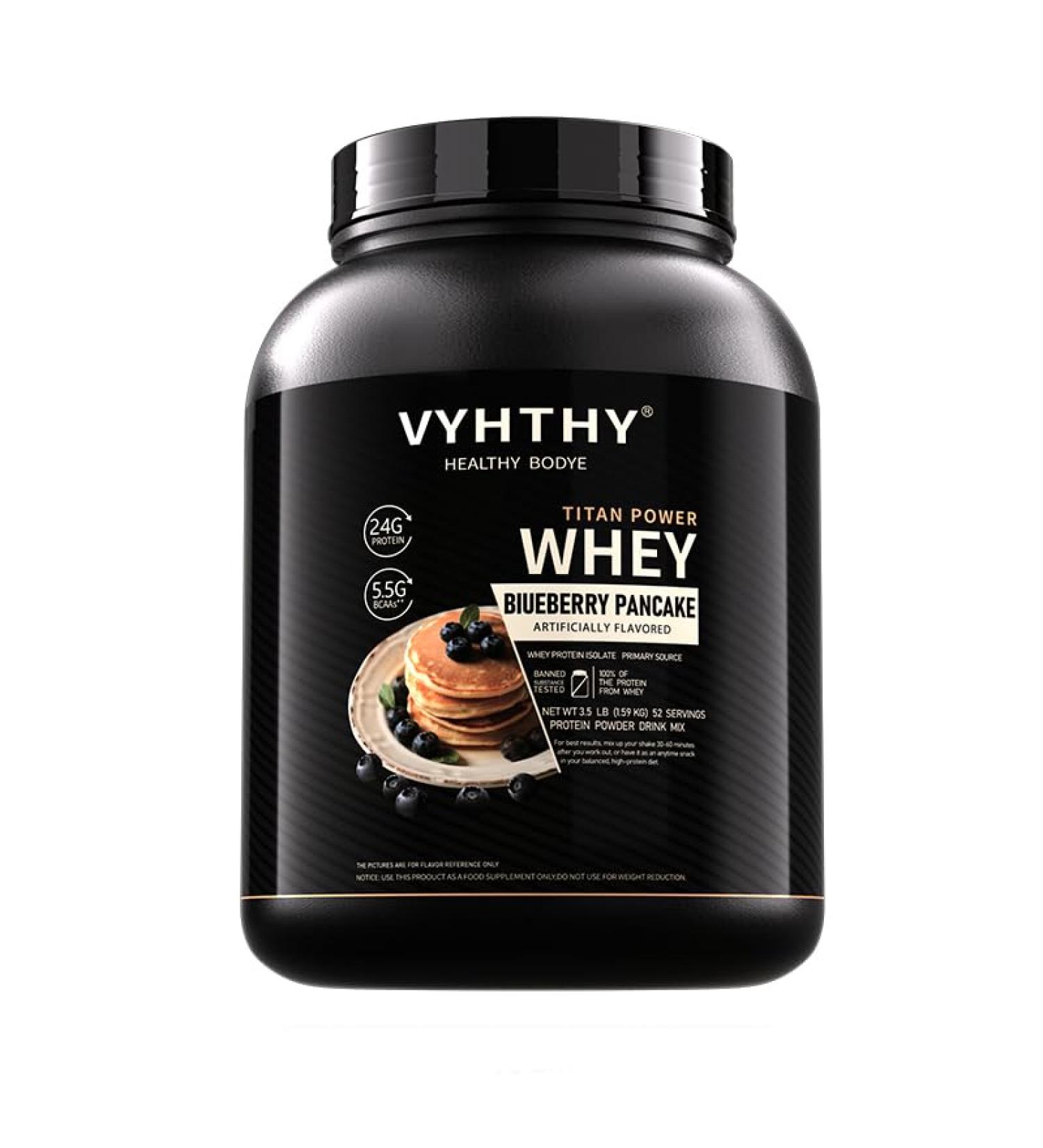 VYHTHY Blueberry Pancake Flavored Whey Protein Powder 24g Protein per Serving Fast-Absorbing Concentrated whey Protein Low Sugar Gluten-Free Natural Flavor 3.5lbs(56oz) - Buy Online on GoSupps.com