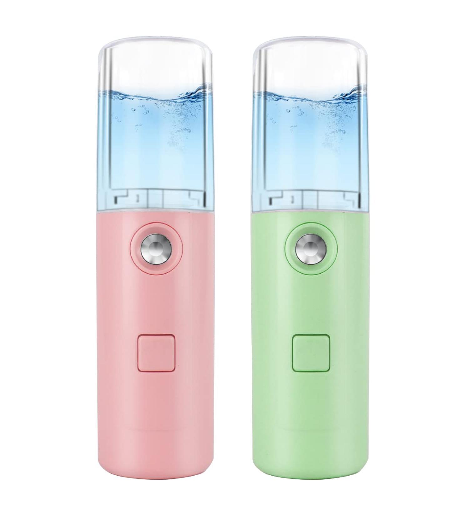 Nano Facial Mister Mini Portable Mist Sprayer USB Rechargeable - Hydrating Face Humidifier for Daily Makeup & Eyelash Extensions - Pink+Green - Buy Online on GoSupps.com