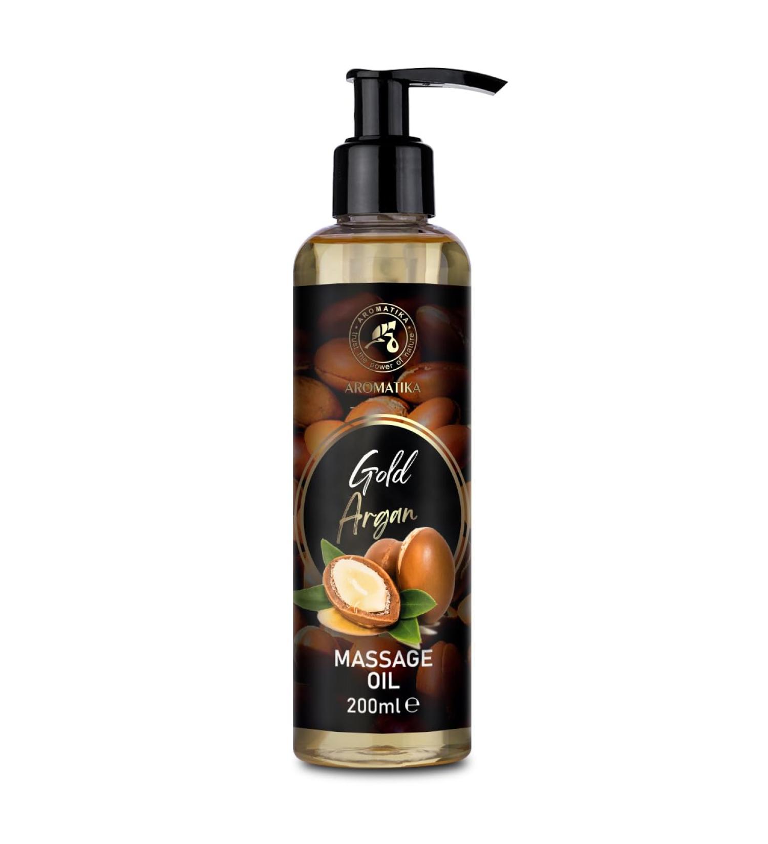 Golden Argan Massage Oil 200ml - Almond Grape Seed Peach & Jojoba Oils - Relaxation & Skin Care - Premium Cosmetic Oil - Buy Online on GoSupps.com