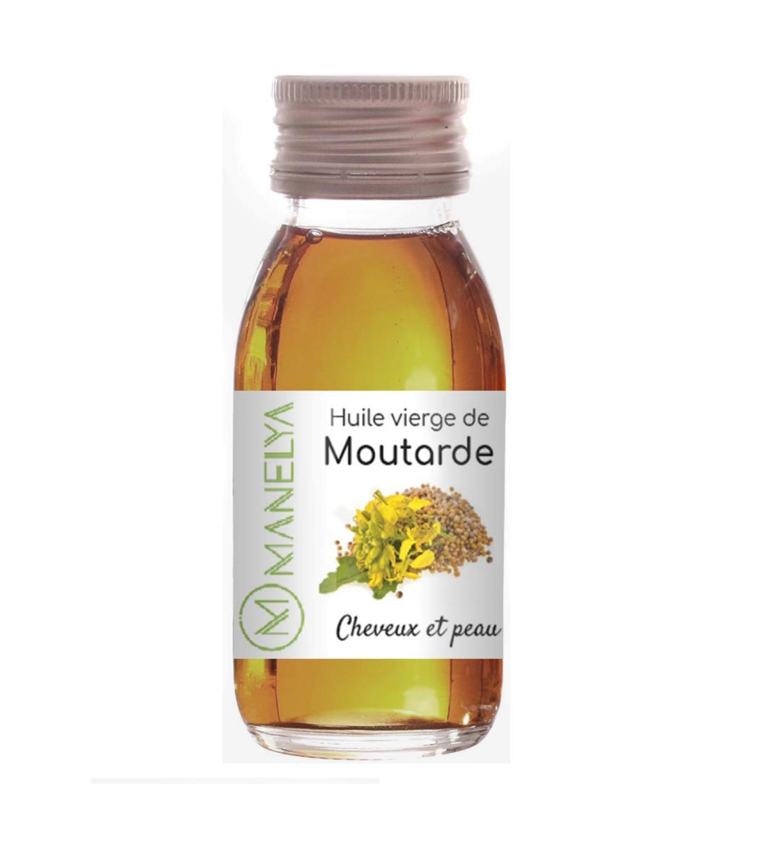 Manelya Organic Mustard Oil 60ml - 100% pure and natural - Hair care promotes growth - Glass bottle