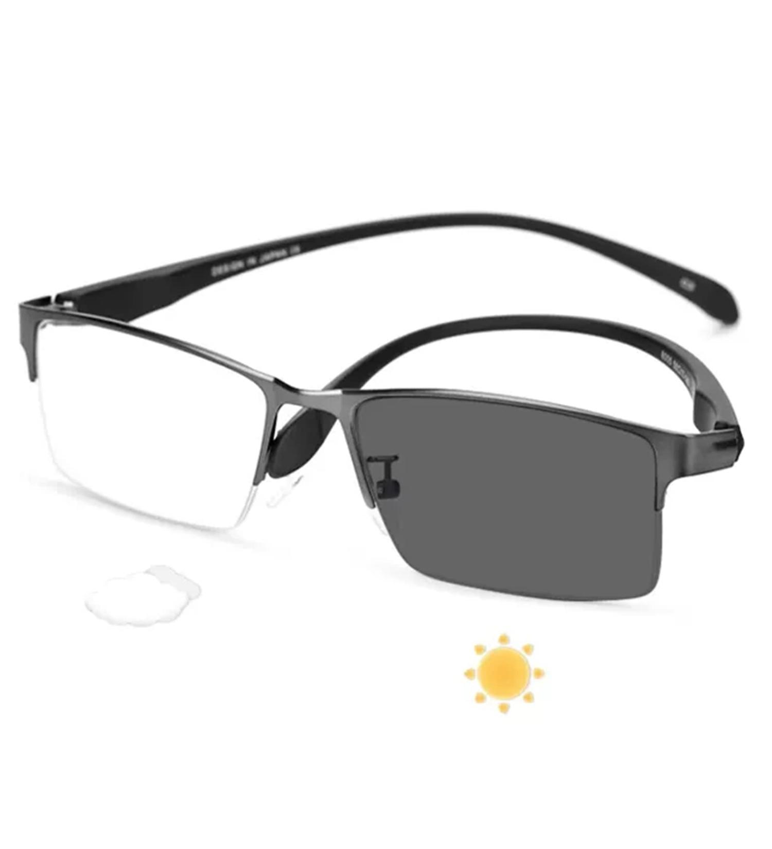 GHARAZ Progressive Multifocus Men's Reading Glasses - Photochromic Metal | 2.0+ Black Reading Aid - Buy Online on GoSupps.com