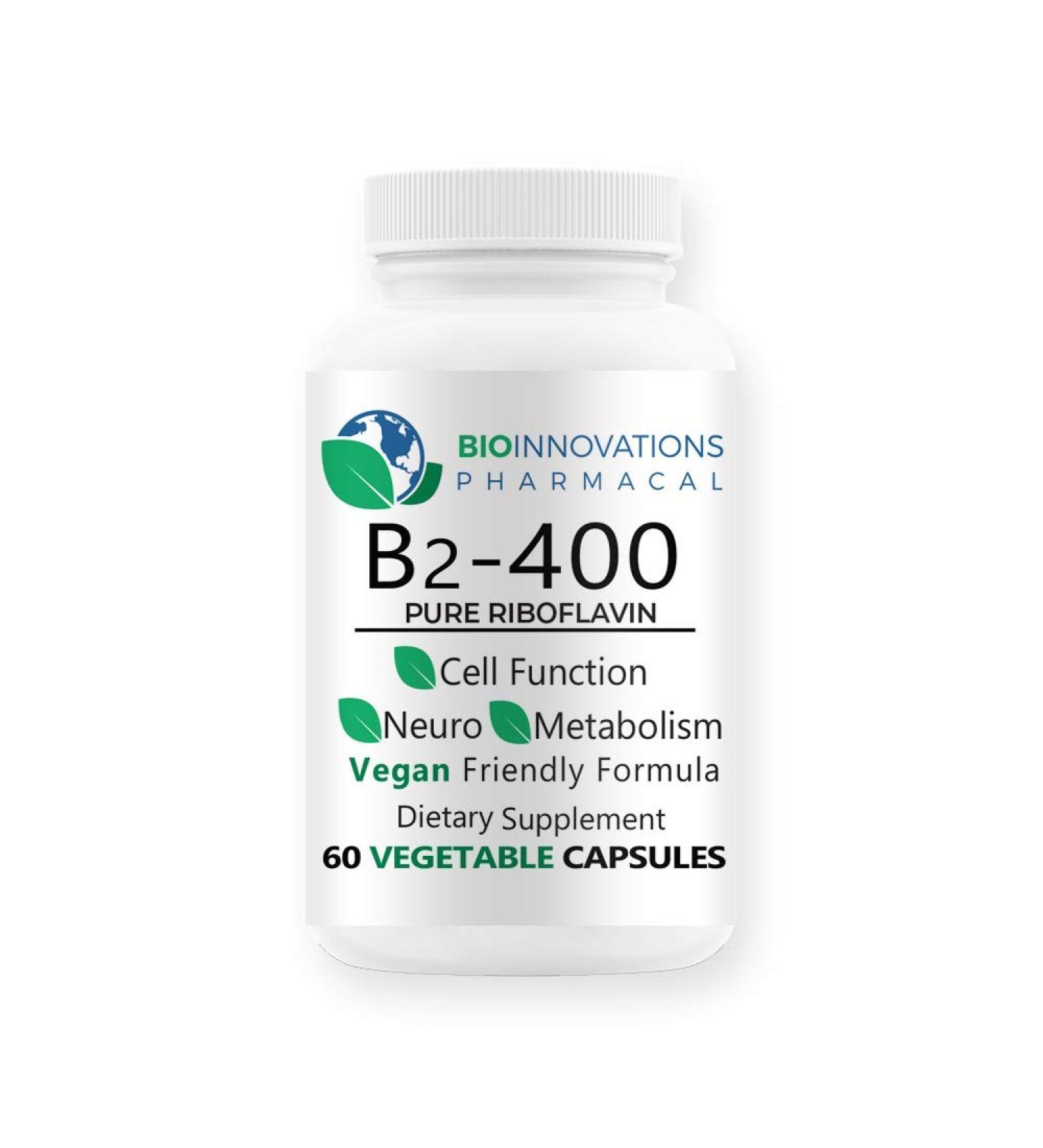 Bio-Innovations Pharmacal B2-400 Riboflavin 60 Capsules - Boost Energy & Support Overall Health - Buy Online on GoSupps.com