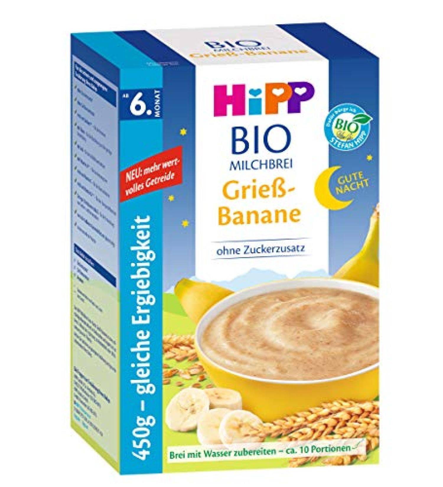 Hipp Goodnight Porridge Semolina Banana 450g pack of 4 (4 x 450g)