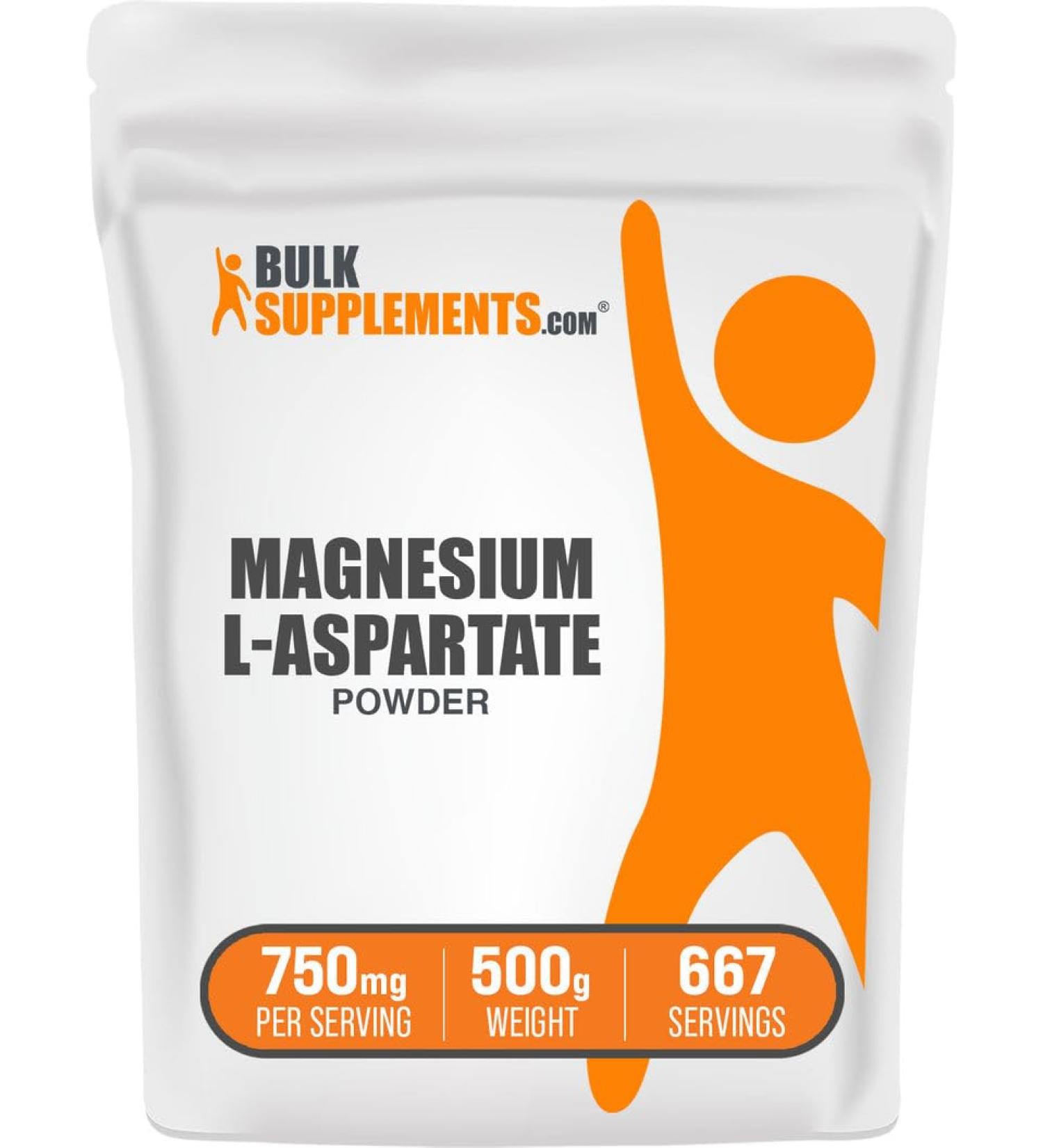 BulkSupplements.com Magnesium L-Aspartate Powder - High Absorption Magnesium Mineral Supplement - Gluten Free 750mg per Serving 500g (1.1 lbs) (Pack of 1) 17.64 Ounce (Pack of 1) - Buy Online on GoSupps.com