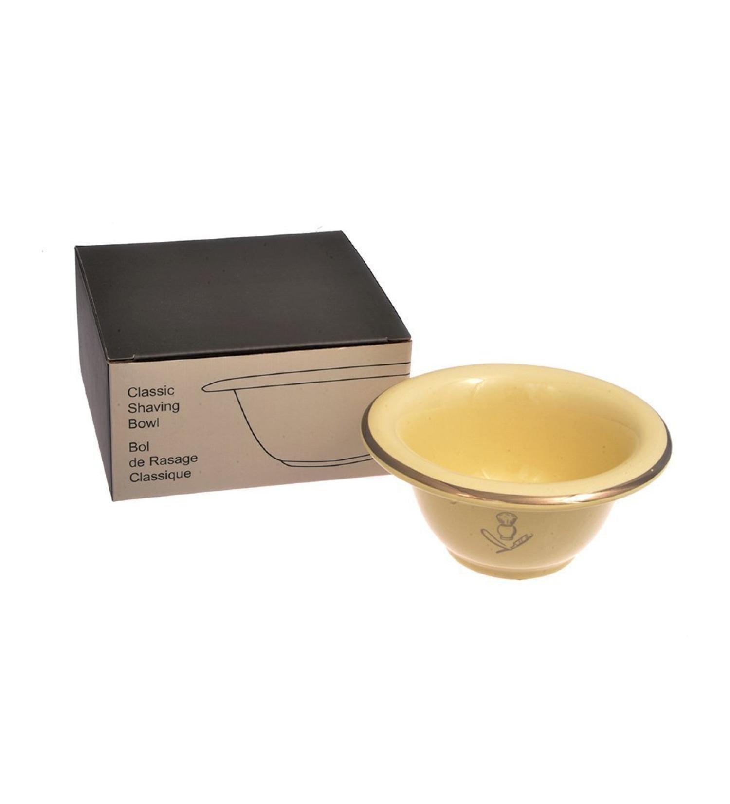 Shaving Bowl Cream Porcelain with Silver Rim