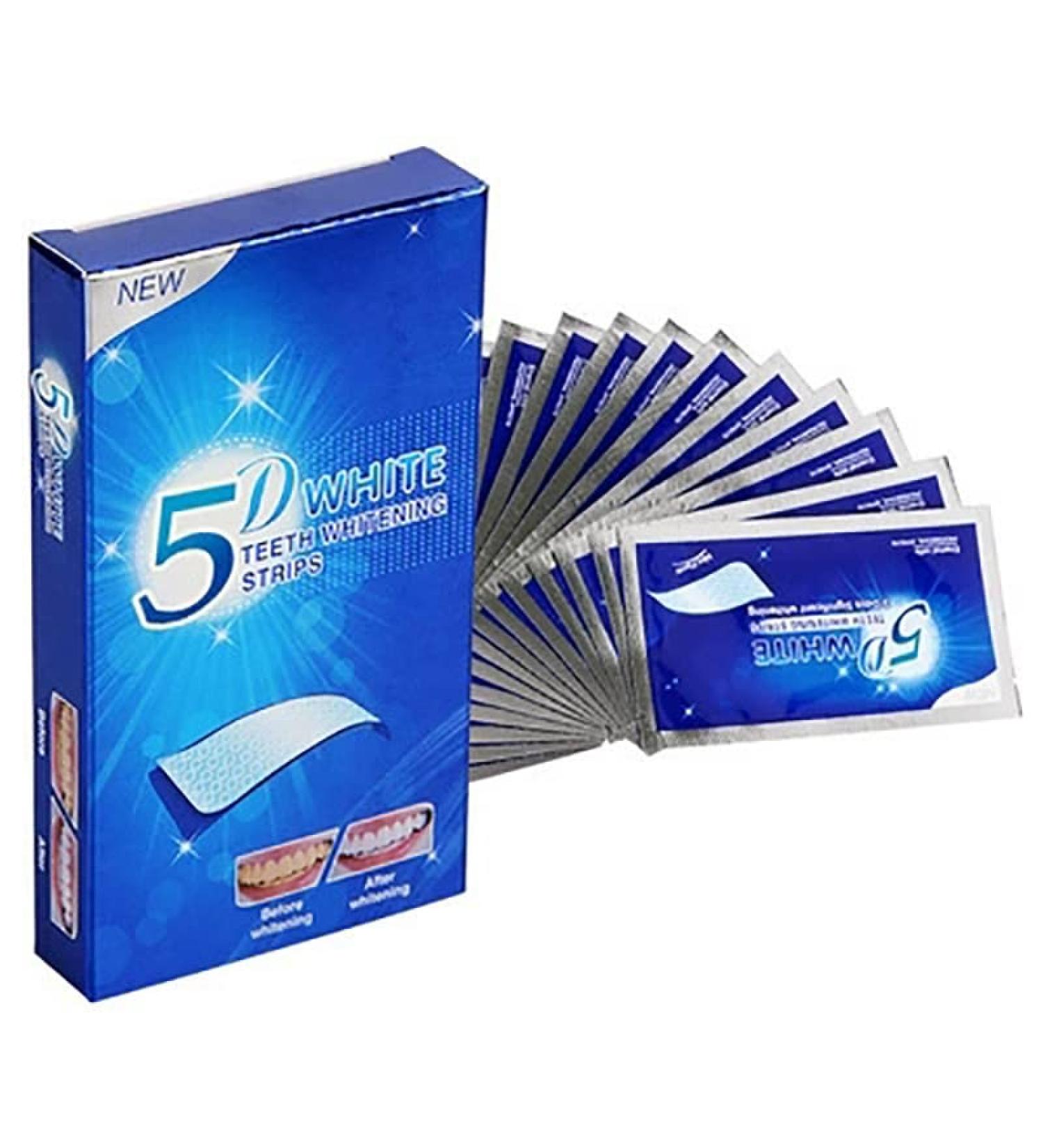 Teeth Whitening Strips 5D Teeth Whitening Bleaching Teeth 14 Strips Tooth Whitening Kits Teeth Care Teeth Whitening for Removes Coffee Tea Smoking & Wine Stains