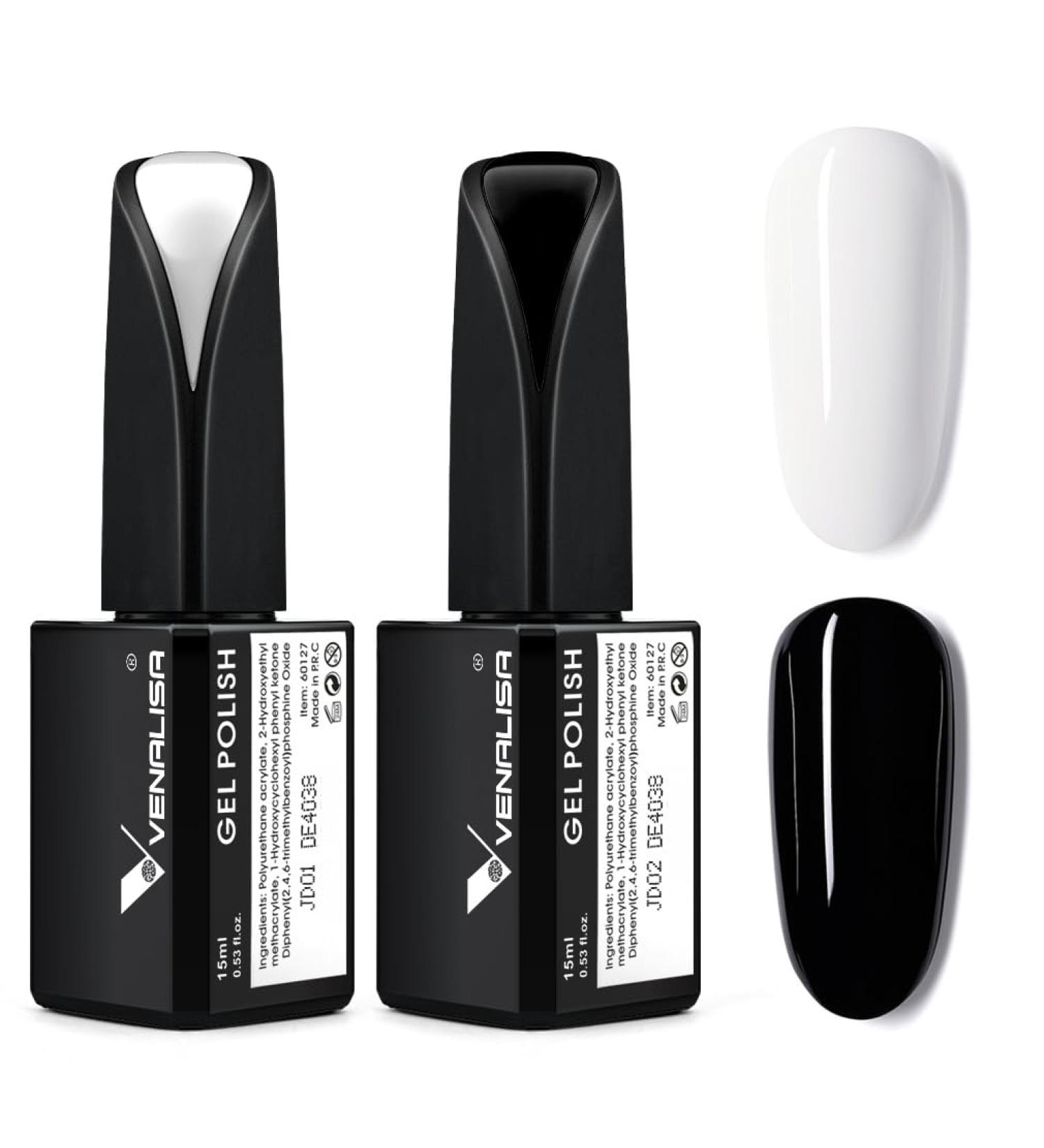 VENALISA 2Pcs 15ml Black White Gel Nail Polish Kit - Soak Off UV LED Nail Art for DIY Home Manicure & Salon Use - Buy Online on GoSupps.com