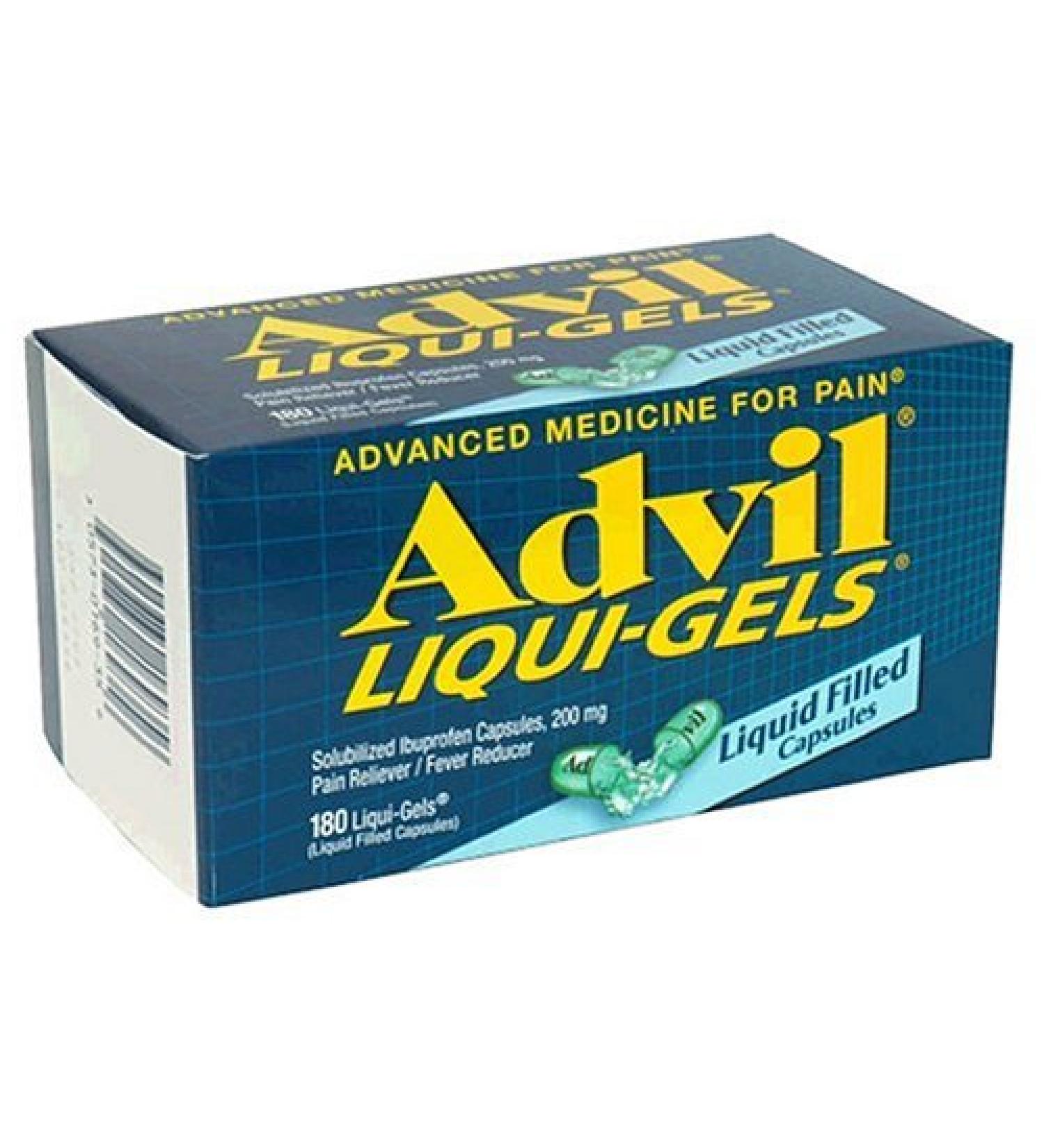 Advil Liqui-Gels (180 Count) 200mg Ibuprofen Pain Reliever - Fast Acting Fever Reducer & Temporary Pain Relief - Buy Online on GoSupps.com