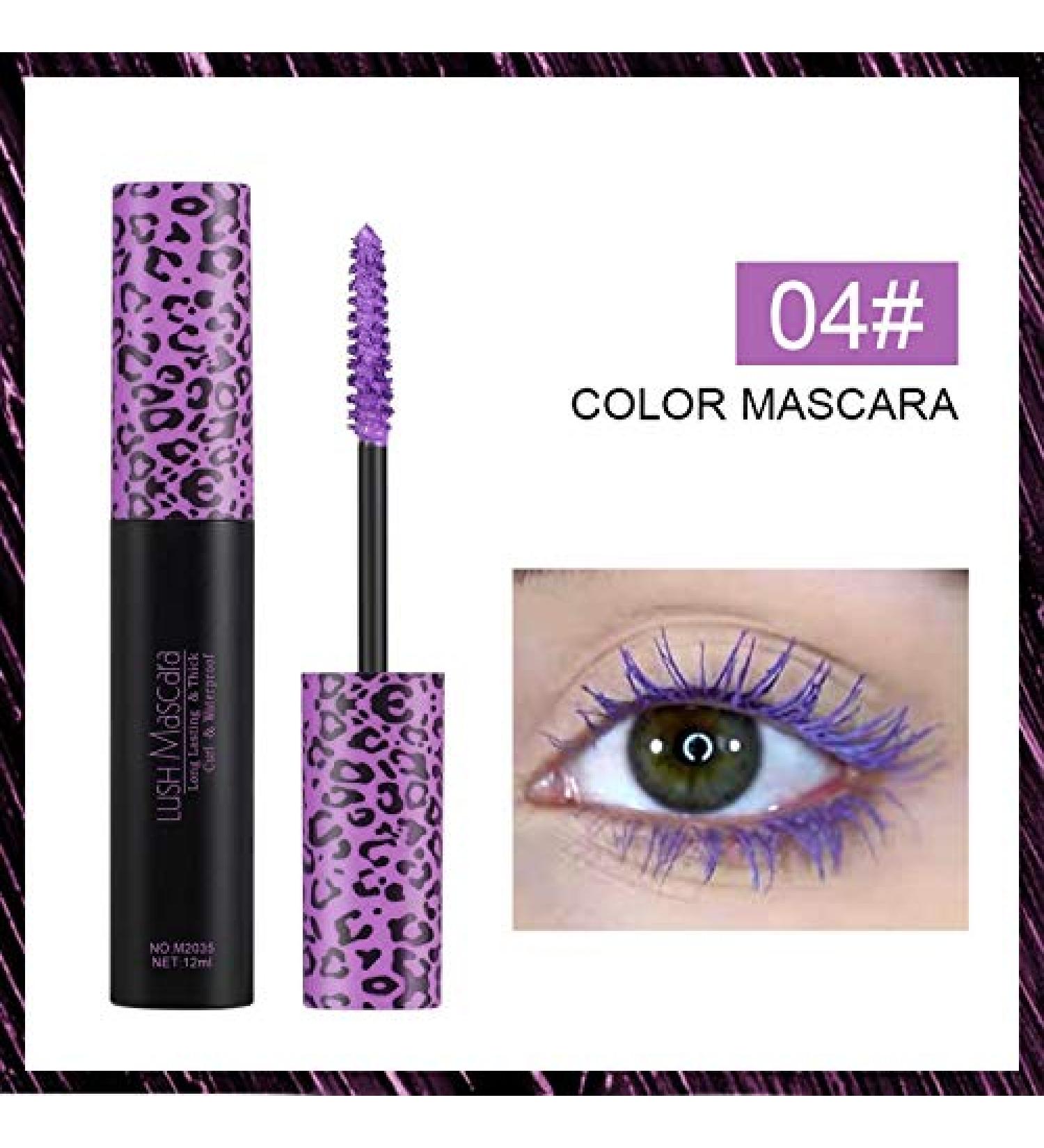 XunChung 1PC Color Mascara Natural Slender Curly Extension Blue Green Purple Party Stage With Waterproof Eyelashes Maquiagem Color 04 Purple