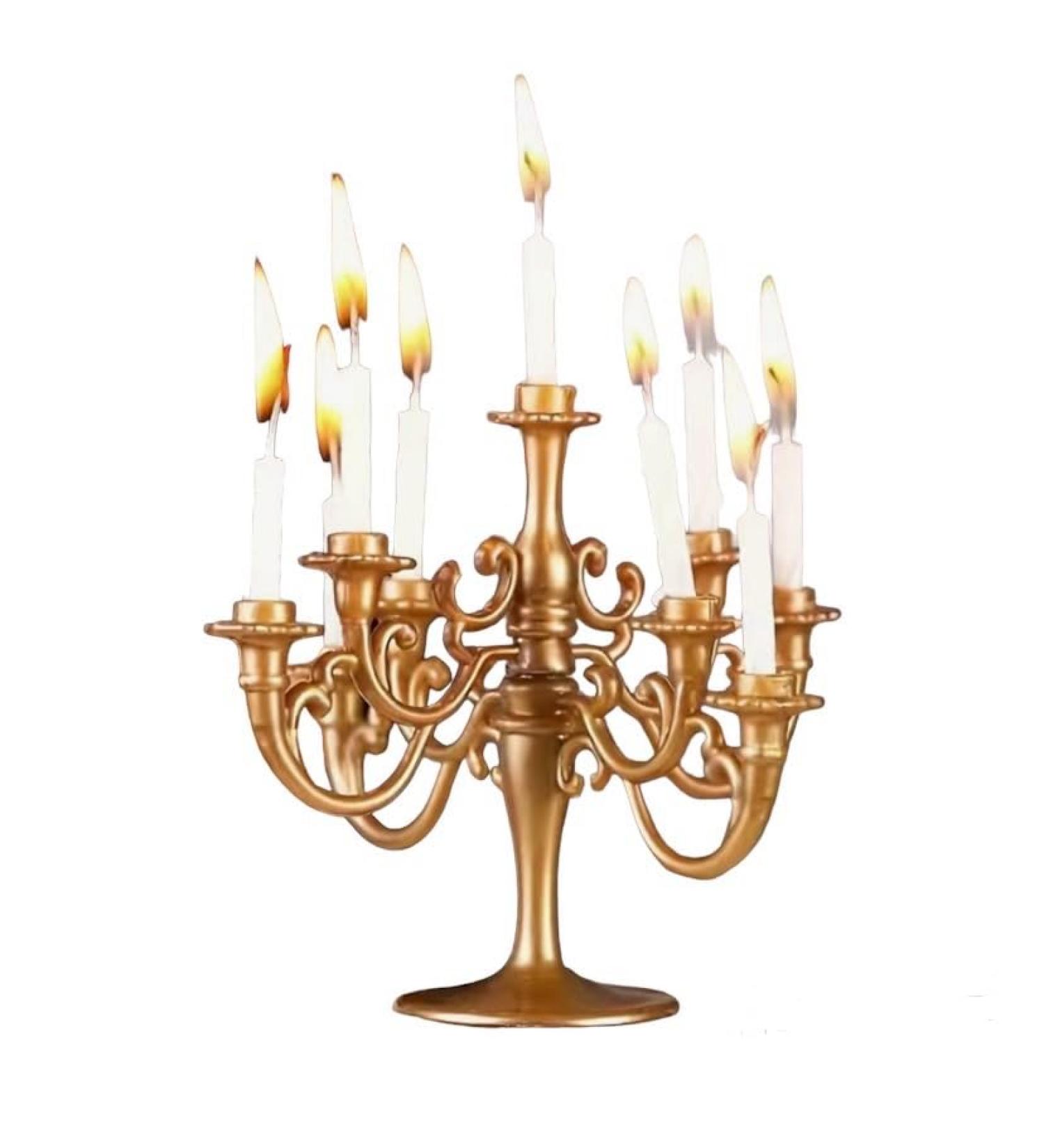 Emma Bunting Gold Cake Candelabra Birthday Candles Candlestick Cake Topper Cake Candle Holders Party Supplies Creative Cake Decoration for Wedding Birthday Special Occasion Party 12cmx12cm