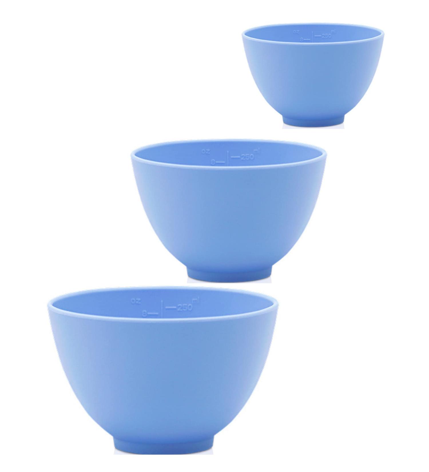 Buy Facial Mask Bowl and Accessories Set - 3 Blue Silicone Bowls - Perfect for Skincare & Spa at Home - Buy Online on GoSupps.com