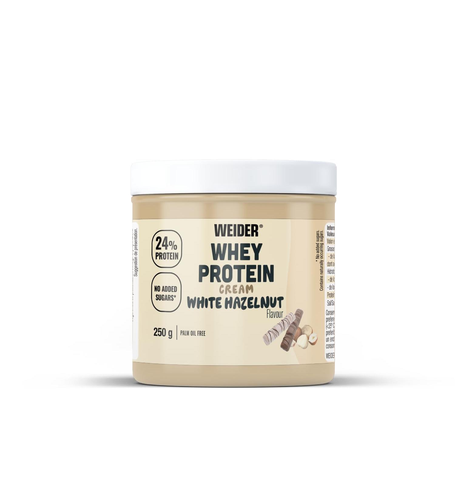 Weider Whey Protein Cream (250g) White Chocolate Hazelnut Taste, Spread with 24% Protein, Whey Protein, No Added Sugars, No P