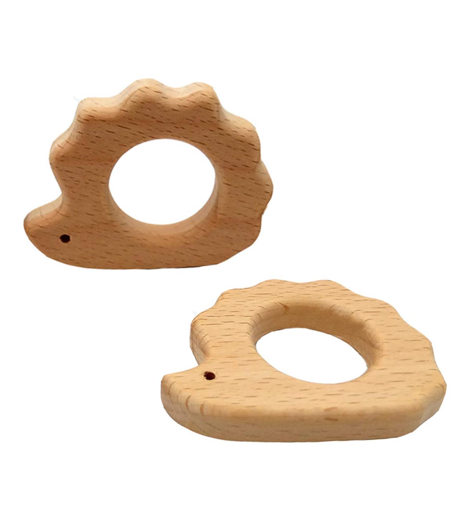 Organic Wooden Hedgehog Teether Toys - Set of 2 | Handmade Baby Beaded Teething Toy | Food Grade Materials - Perfect Baby Shower Gift - Buy Online on GoSupps.com