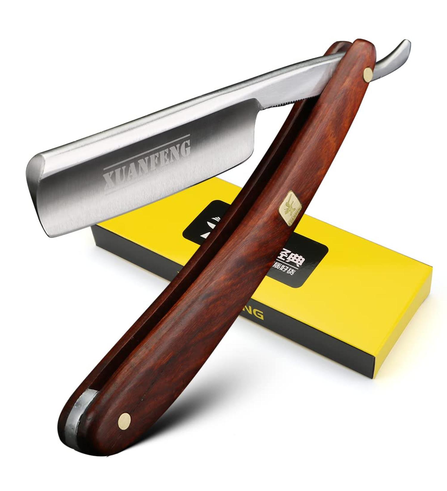 XUANFENG Straight Razor with Wooden Handle | Traditional Sharp Beard Shaver for Men - Precision Grooming Tool - Buy Online on GoSupps.com