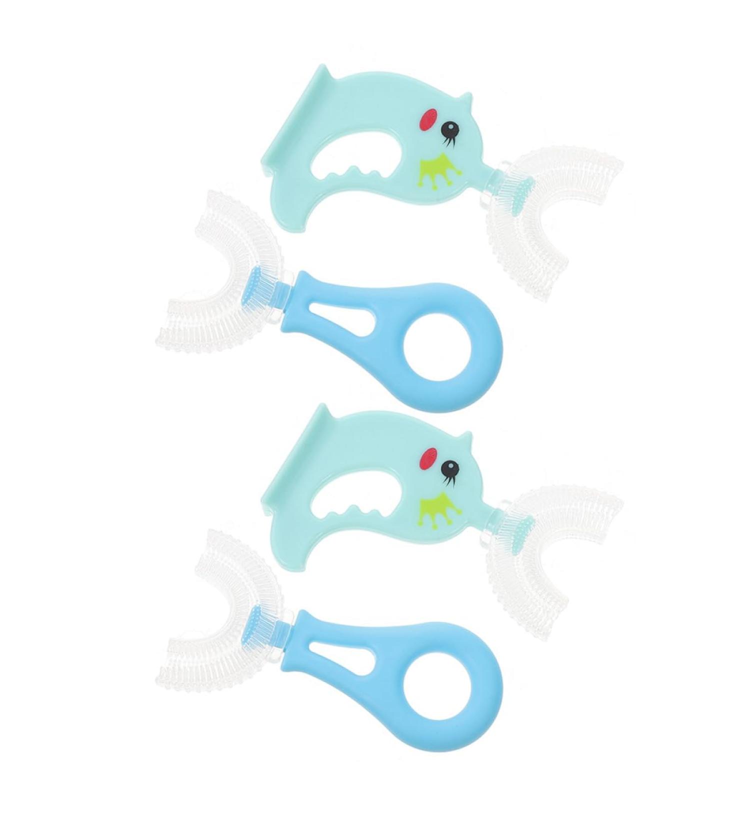 Buy Lalafina 4-Piece U-Shaped Manual Toothbrush Set for Kids | 360 Degrees Children's Toothbrush | Soft Silicone Travel Toothbrush & Massage Toothpaste - Buy Online on GoSupps.com