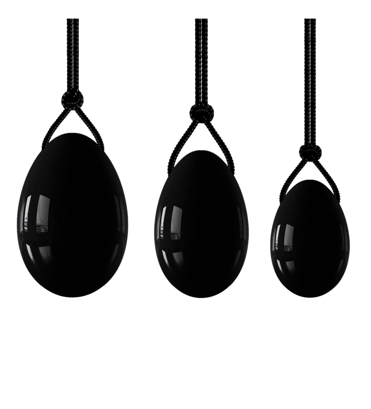 Obsidian Yoni Eggs | Feminine Massage Balls for Pelvic Floor | 3 Sizes | Black Crystal Cone Exercise - Buy Online on GoSupps.com