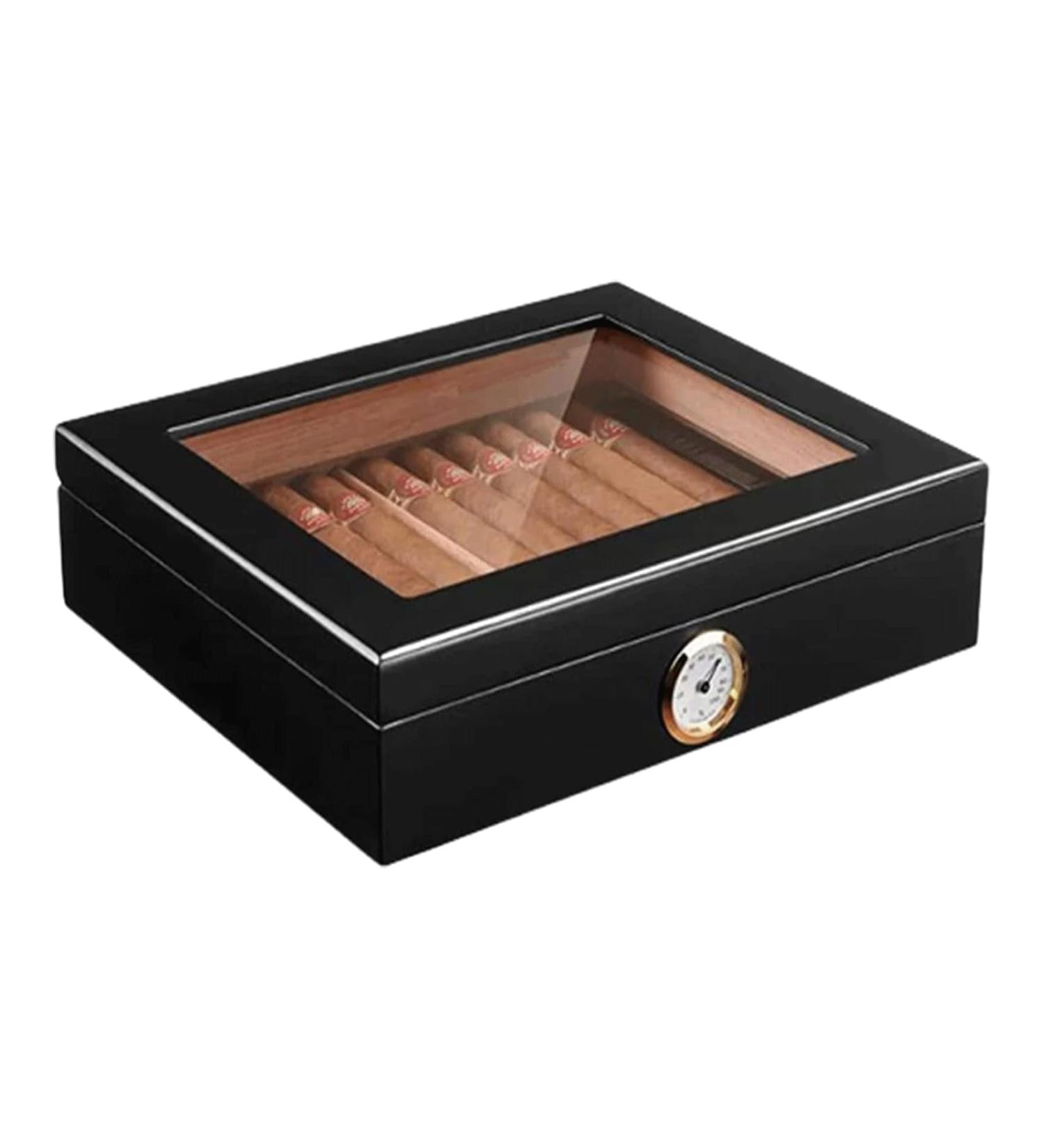 Cigar Boxs Humidors Cigars Case Glass Top Cigar Desktop Box Cigar Humidor Cigar Box with Humidifier and Hygrometer - Buy Online on GoSupps.com