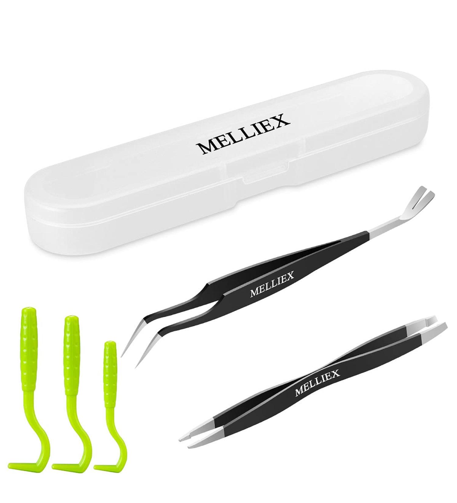 Melliex Tick Pliers Set | Stainless Steel Tick Remover & Tweezers for Pets | Tick Hooks & Storage Box for Dogs & Cats (Black) - Buy Online on GoSupps.com