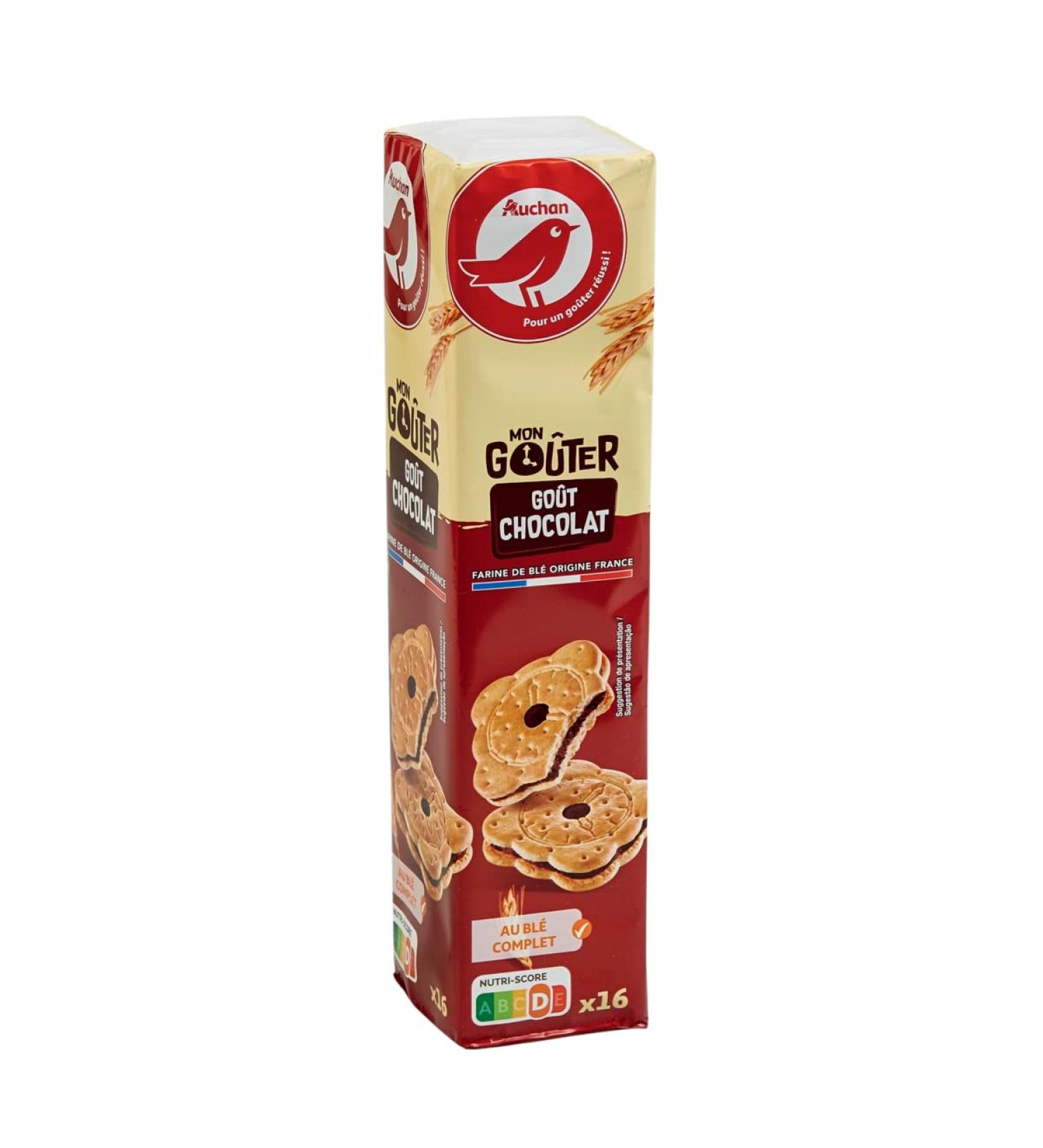 SONDEY Pack of 6 units *** AUCHAN My Square Snack Chocolate Flavored Filled Biscuits 16 biscuits 300g *** (6 units per carton) ***