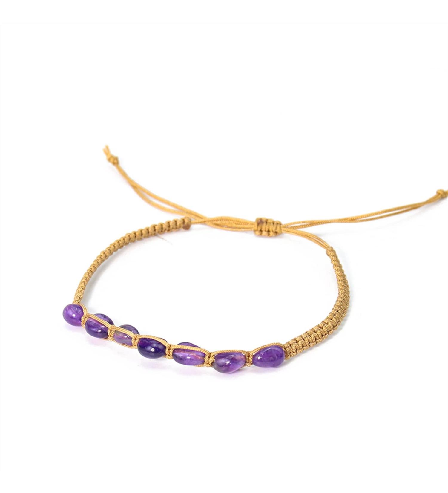Bracelets Natural Amethysts Charm Bracelet Quartz Crystal Stone Irregular Beads Jewelry Adjustable Bangle Bracelets Reiki Gifts - Buy Online on GoSupps.com