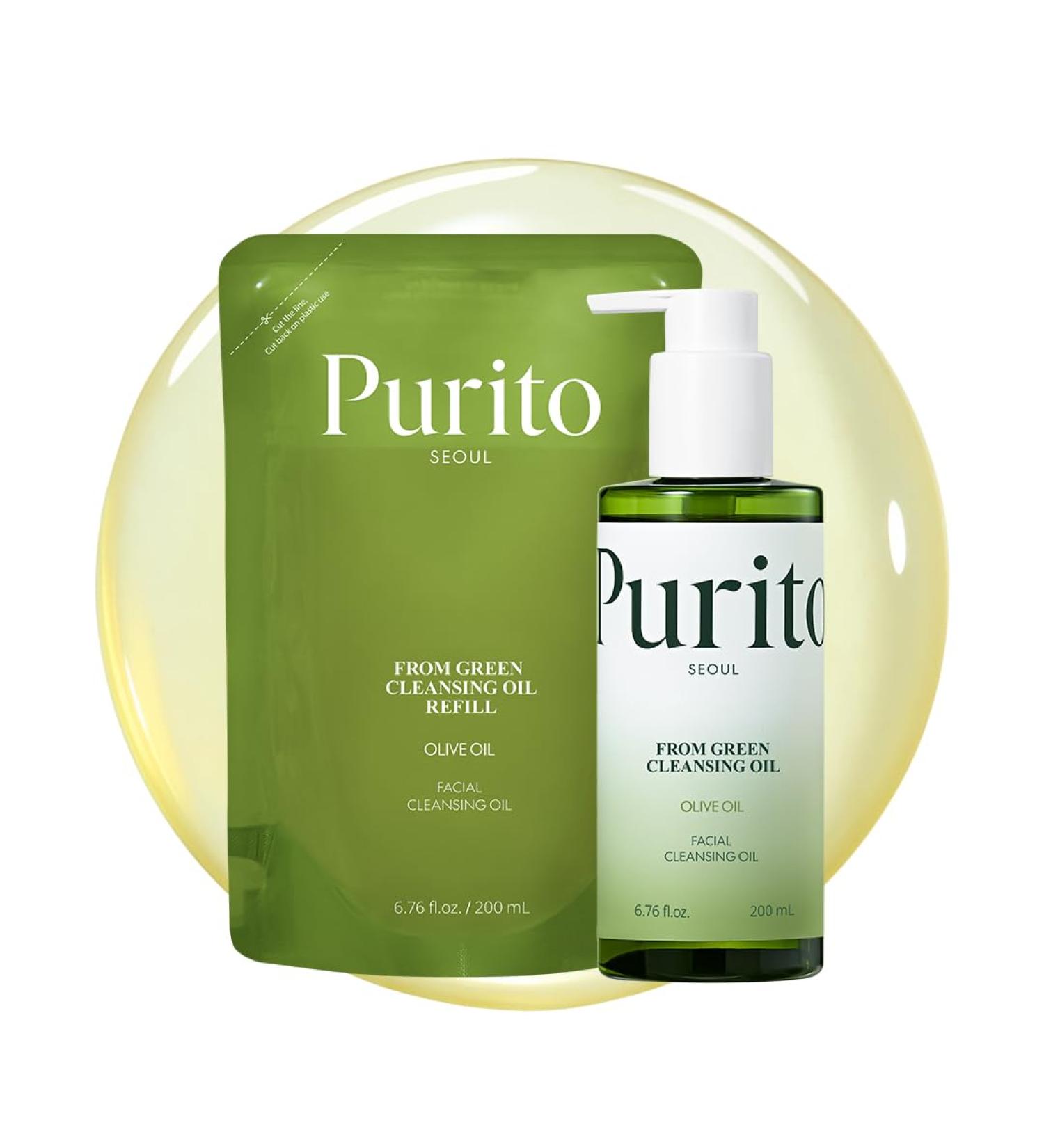 PURITO | From Green Recharge d'huile nettoyante 6 76 fl.oz / 200 ml Nettoyant doux pour le visage | Huiles d riv es de la nature sans cruaut envers animaux et v g taliennes (ensemble de recharges) Set de recharge - Buy Online on GoSupps.com