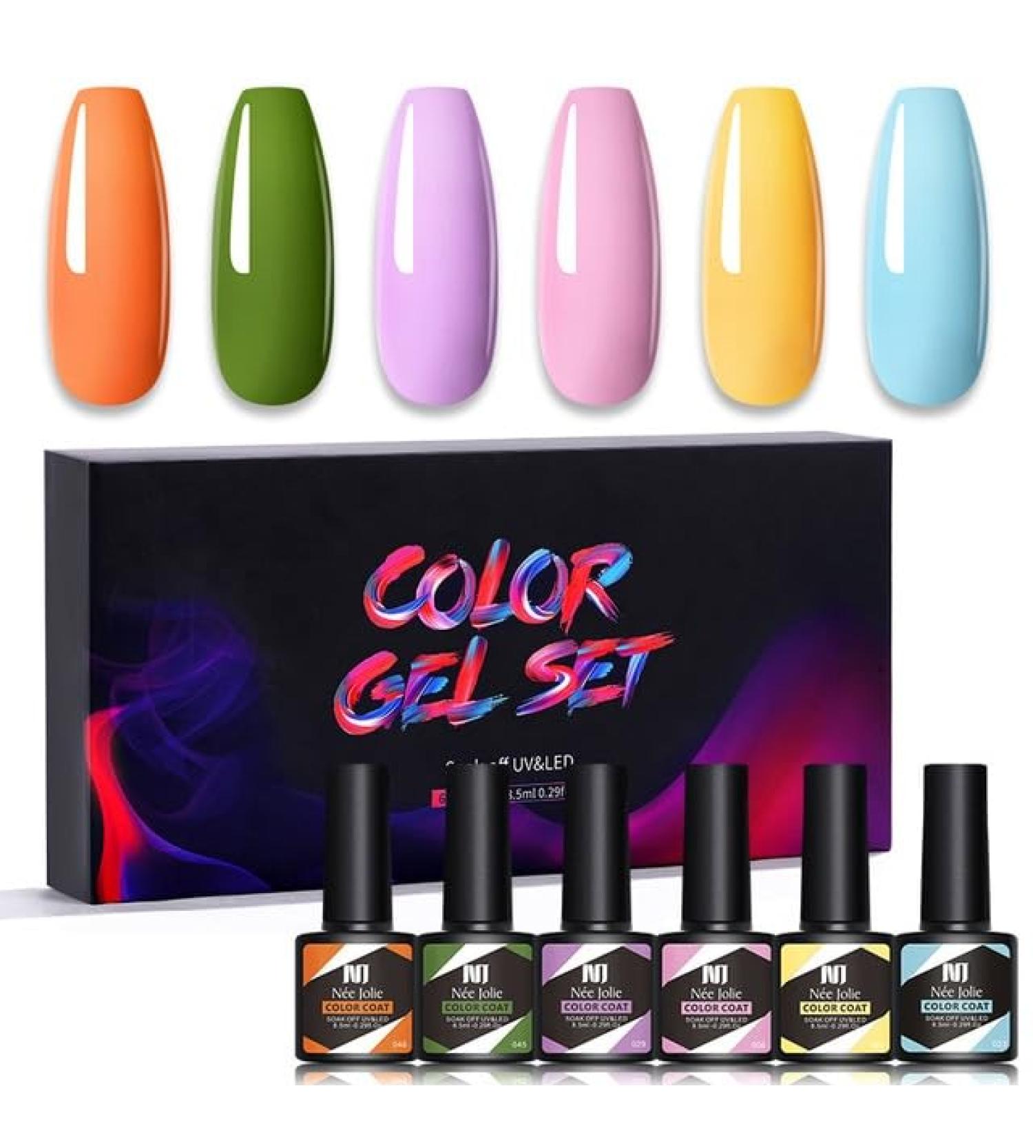 6Pcs Gel Nail Polish Set Gel Polish Glitter Kit for Manicure Nail Design Art Semi Permanent Varnish Hybrid Base Top Coat - (Color: MJ-6903) - Buy Online on GoSupps.com