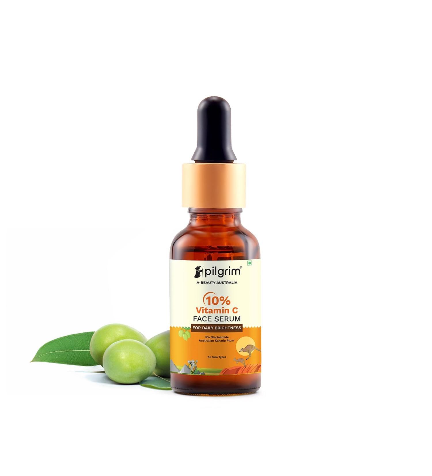 Pilgrim 10% Vitamin C Face Serum For Daily Brightness 30 ml | Face serum for glowing skin | Reduces Dark Spots & Evens Skin Tone | Fragrance Free | For Men and Women | All Skin Types | - Buy Online on GoSupps.com