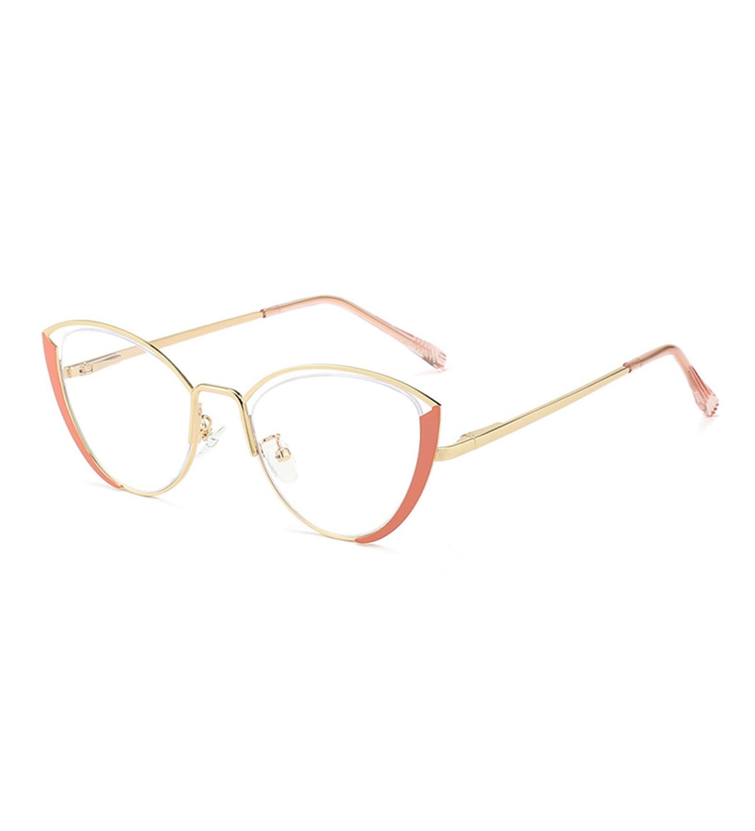 Buy Retro Blue Light Blocking Cat Eye Glasses - Anti Eyestrain & UV Protection | Trendy Metal Frame Gold-Pink | International Shipping - Buy Online on GoSupps.com