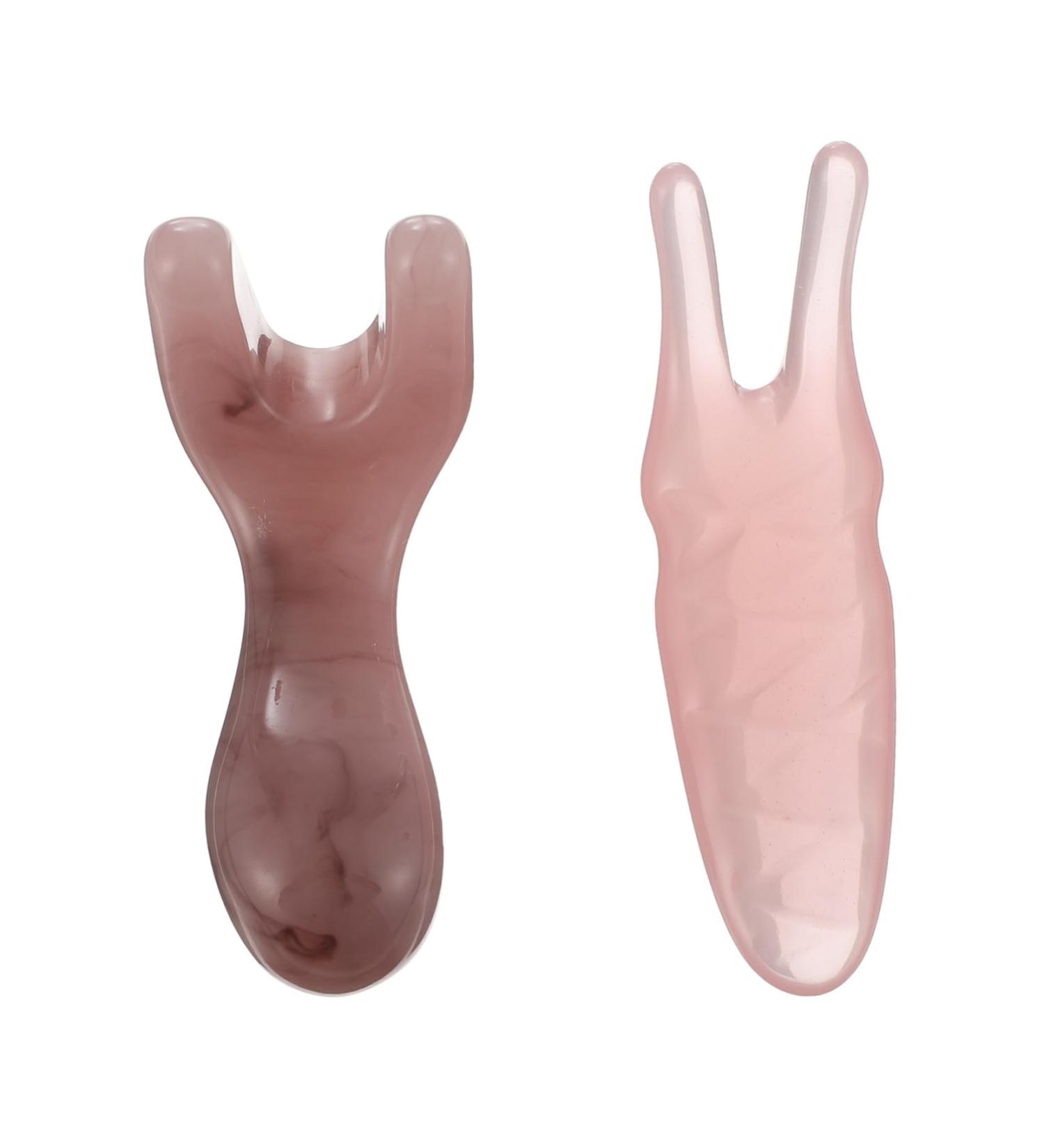 Beavorty 2-Piece Massager Set - Pumpkin Leaf Bags & Acupressure Tools for Facial Gua Sha and Meridian Massage - Pink 11x4.5cm - Buy Online on GoSupps.com