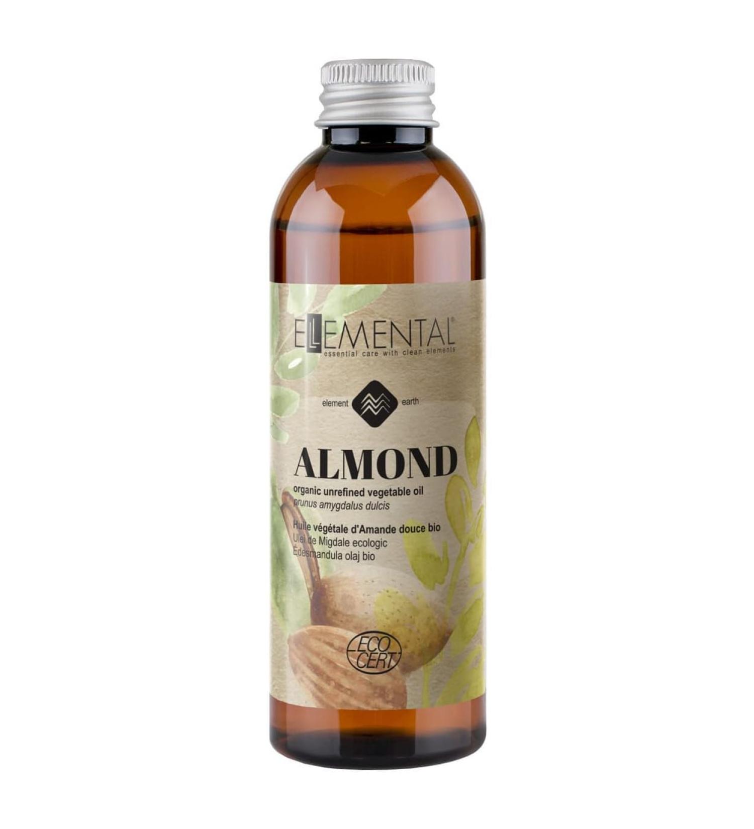 Ellemental sweet almond oil organic 100ml |Ecocert |Well -known carrier oil estimated for its regenerating and moisturizing propertiesM-1269