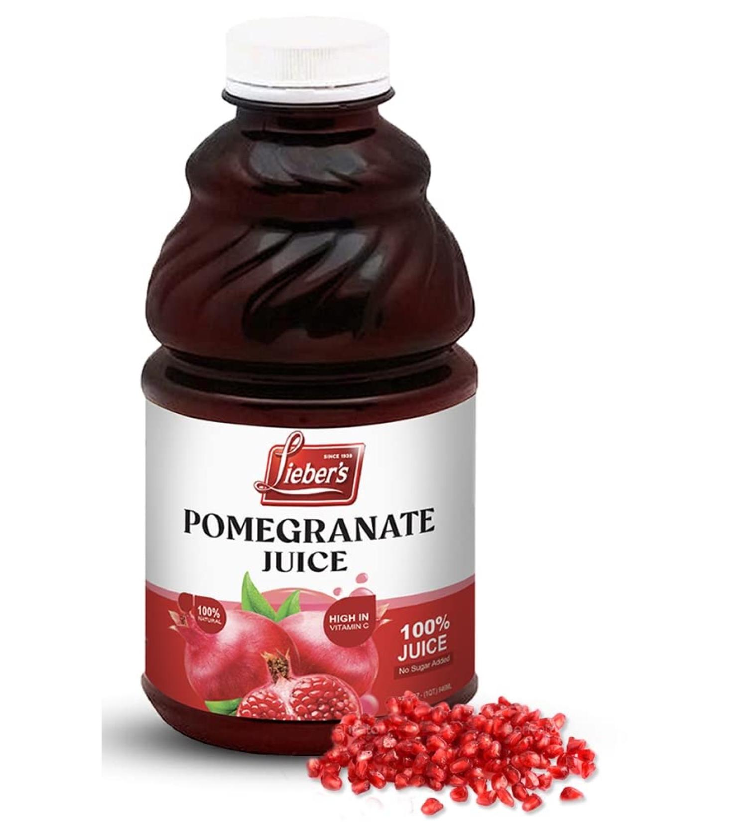 Lieber s Pomegranate Juice 946ml | Pure and Natural Pomegranate Fruit Juice No Added Sugar or Preservatives Natural Juice Rich in Vitamin C and Antioxidants Refreshing and Tasty - Buy Online on GoSupps.com