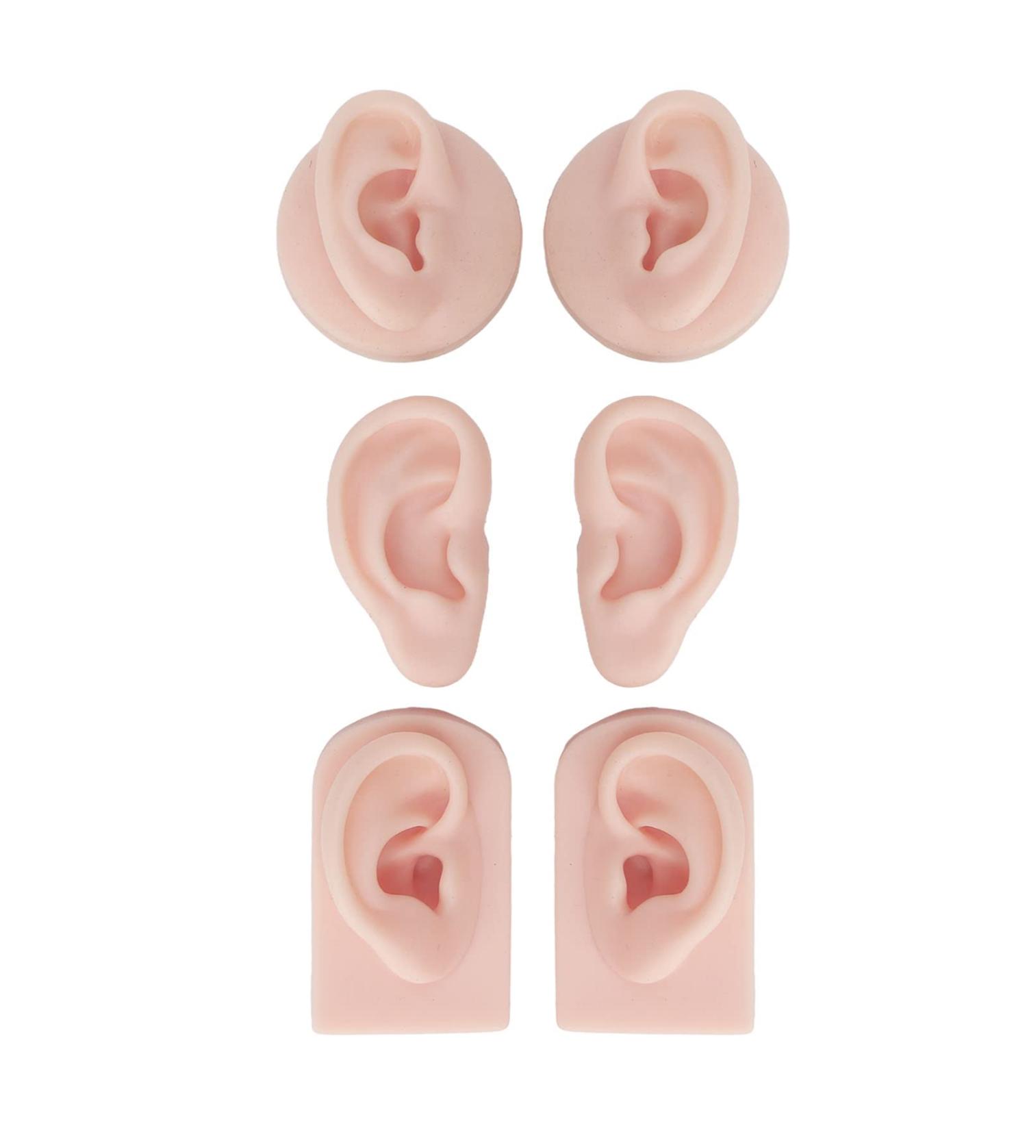 Silicone Ear Model - 3 Pairs Soft Flexible Human Ear Simulation for Piercing Jewelry Display - Light Skin Color - Buy Online on GoSupps.com