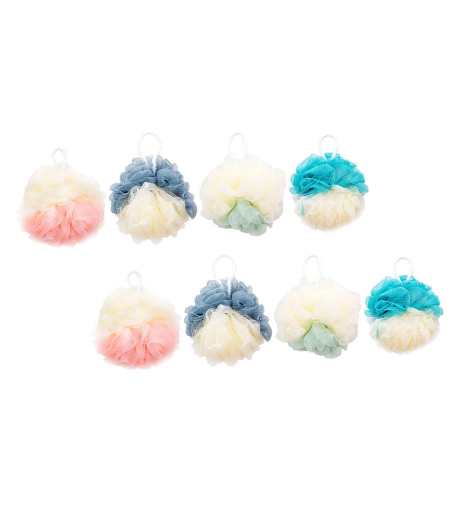 Buy Housoutil 8pcs Color Matching Bath Balls & Exfoliating Sponges - Ideal Shower Poufs & Loofahs for a Luxurious Bath Experience | International Shipping Available - Buy Online on GoSupps.com
