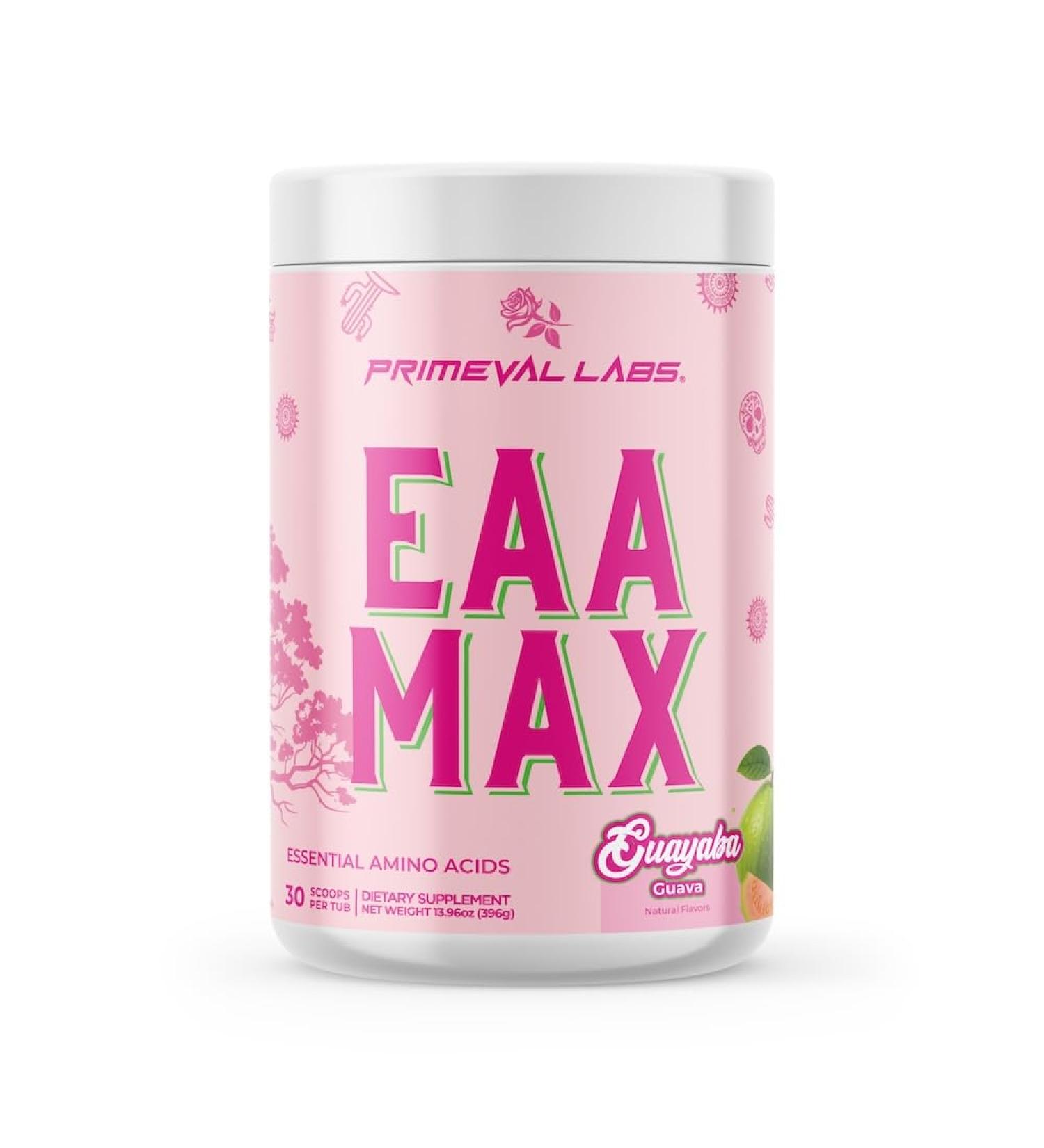 Primeval Labs EAA Max Energy | Pre or Post Workout Muscle Recovery | BCAAs EAAs Electrolytes | Supports Hydration & Performance | Keto Friendly | 30 Servings (Guayaba) - Buy Online on GoSupps.com