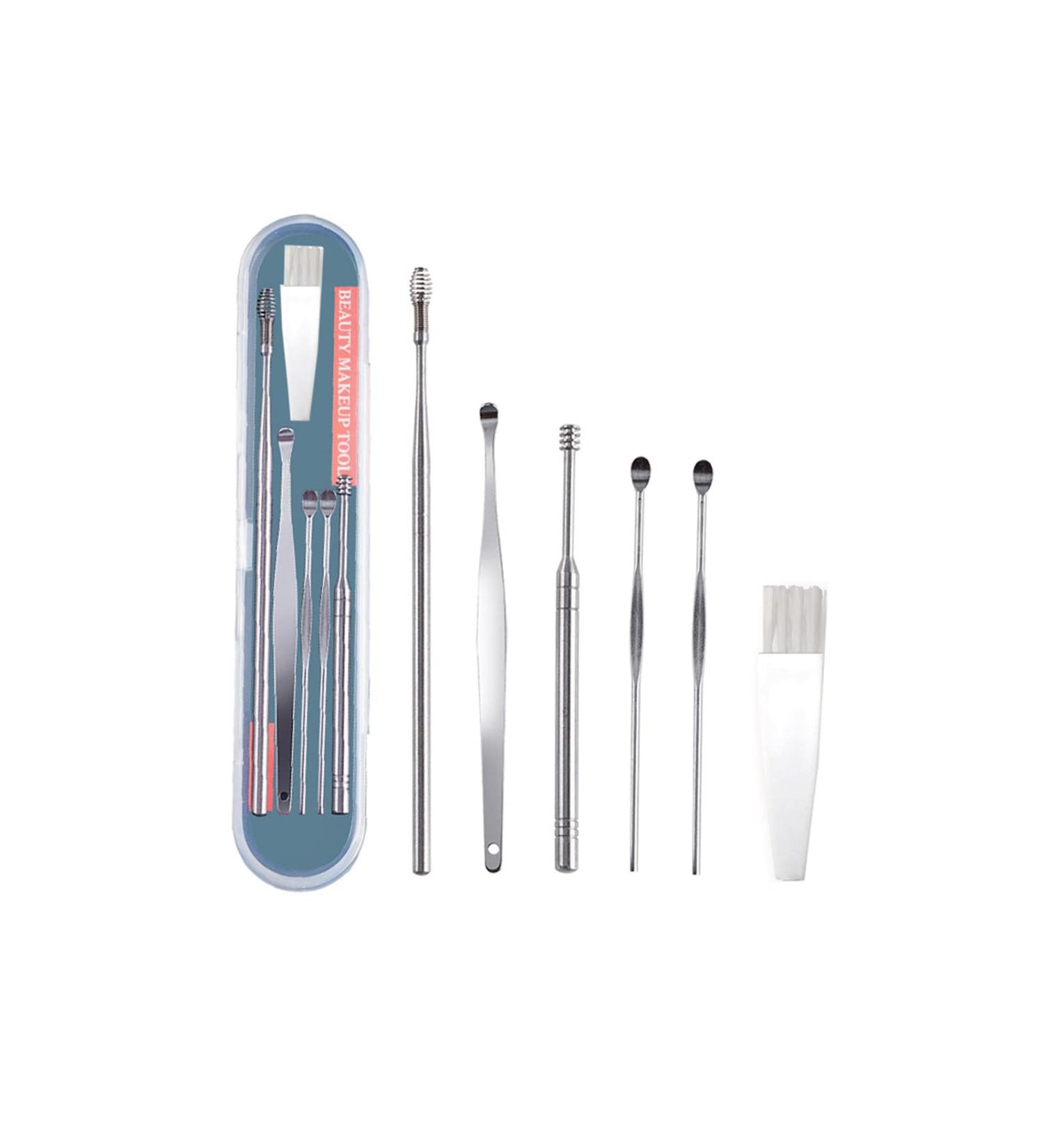 6 PCS Premium Stainless Steel Ear Pick Earwax Removal Kit with Storage Box and Cleaning Brush - Easy to Use - Buy Online on GoSupps.com