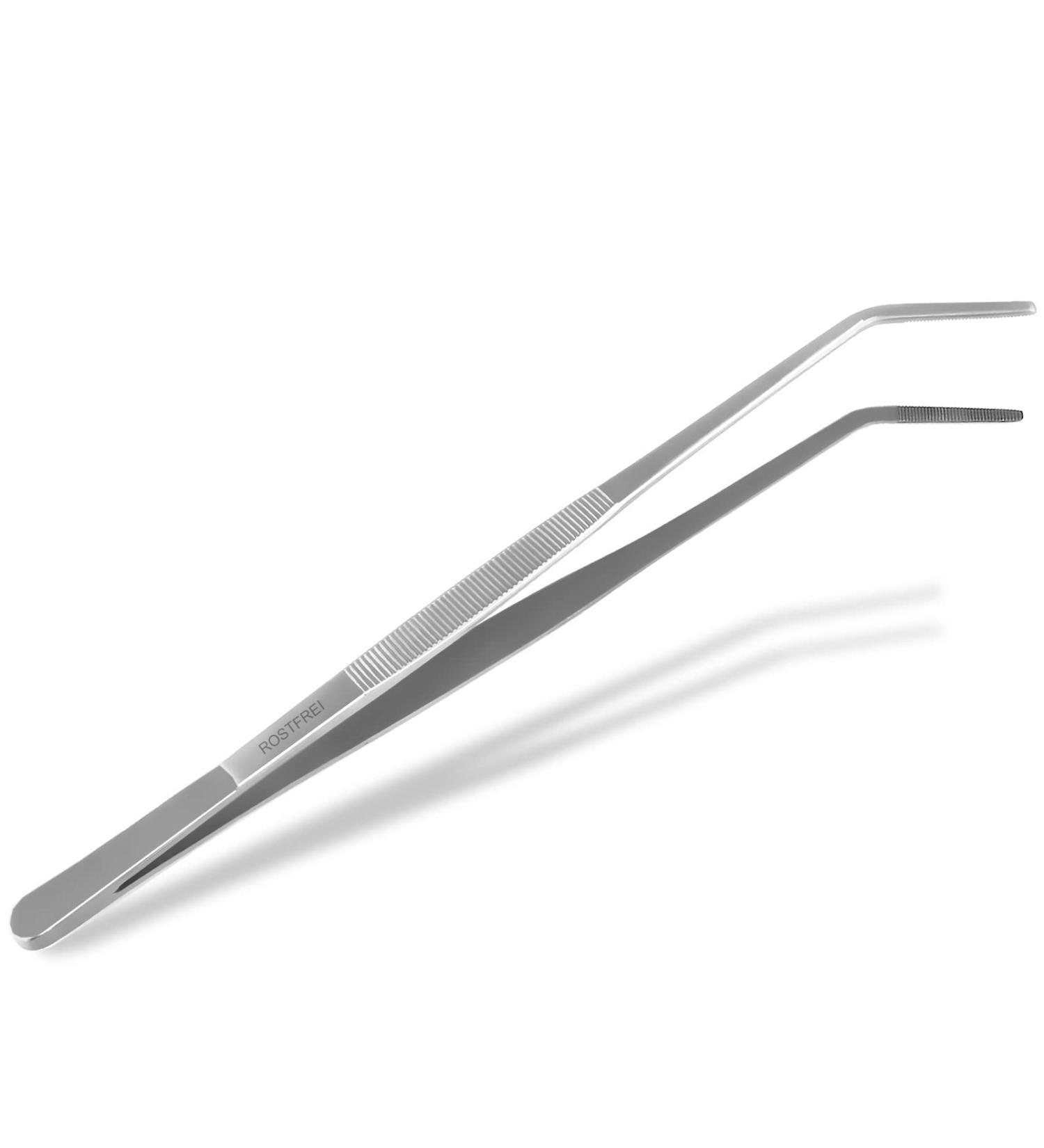 Curved Tweezers 45 cm | Stainless Steel with Internal Teeth - Precision Tools for eCommerce - Buy Online on GoSupps.com