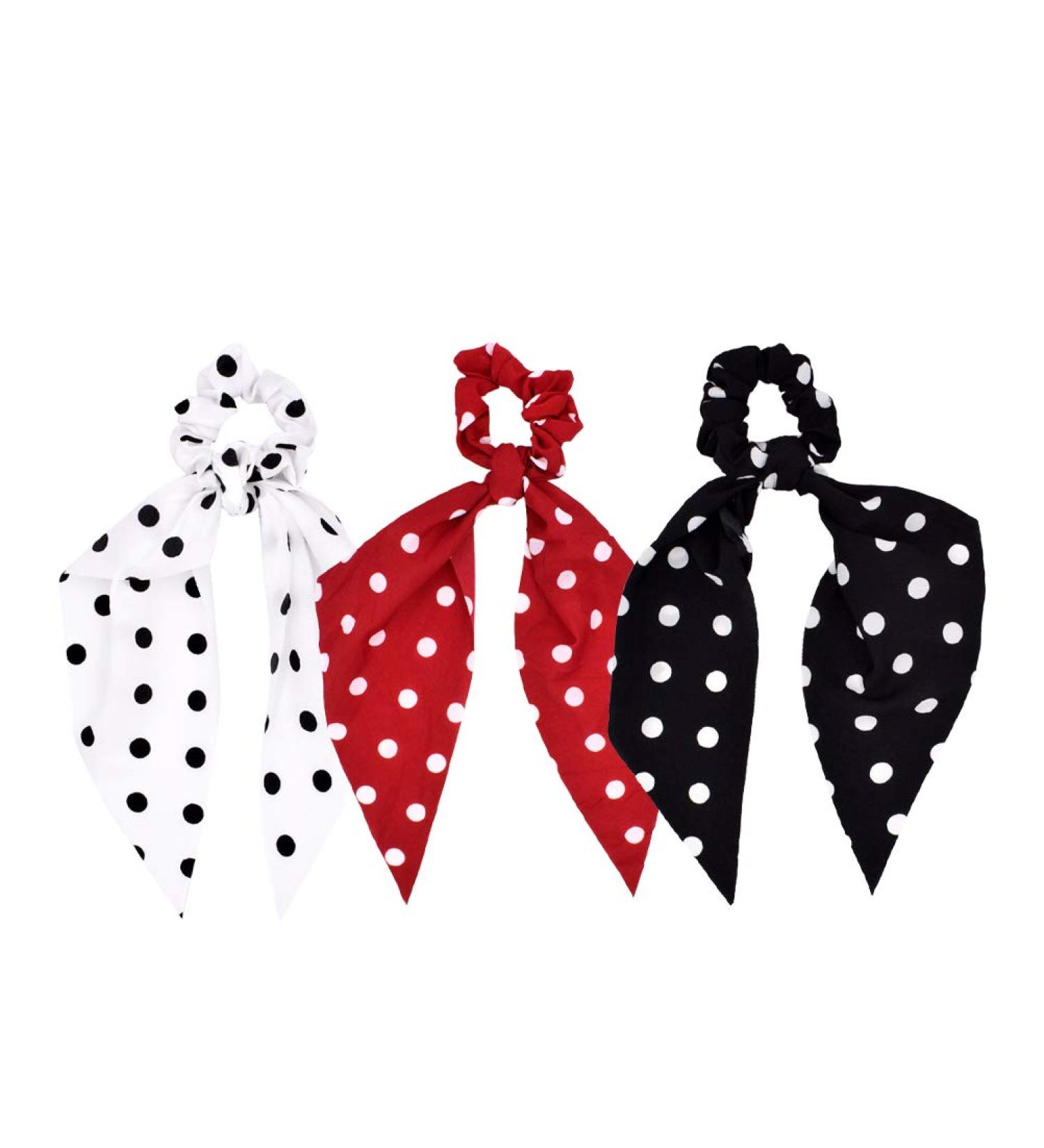 LEORX Polka Dot Hair Scrunchies - 3pcs Vintage Chiffon Scarf Ties for Women and Girls - Buy Online on GoSupps.com