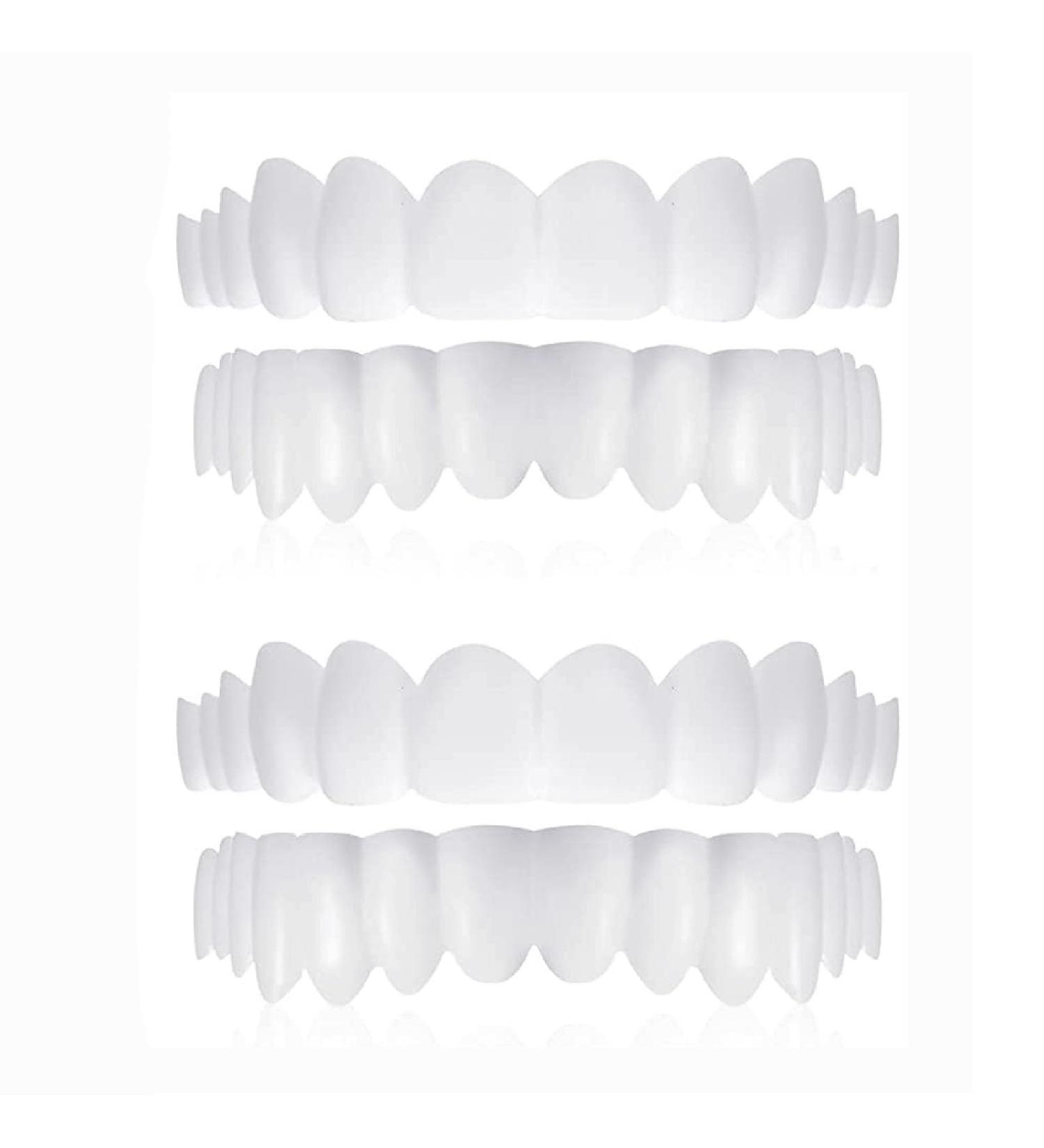 Flipped Warm Dentures | 2 Pairs of Plug-In Veneers for Top & Bottom | Artificial Teeth for Men & Women | Lightweight Braces & Cosmetic Solutions - Buy Online on GoSupps.com