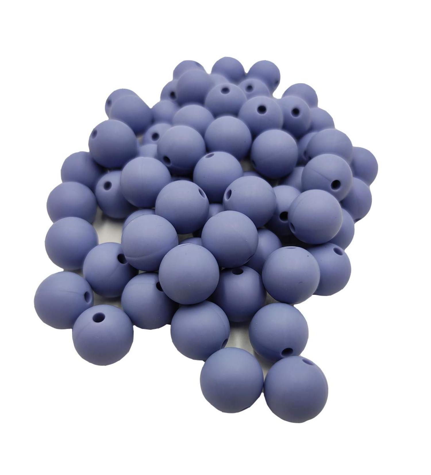Brunnera Blue Silicone Round Beads 15mm - 50pcs | Sensory Silicone Pearl Beads for Mom Necklace DIY Jewelry Making - Buy Online on GoSupps.com