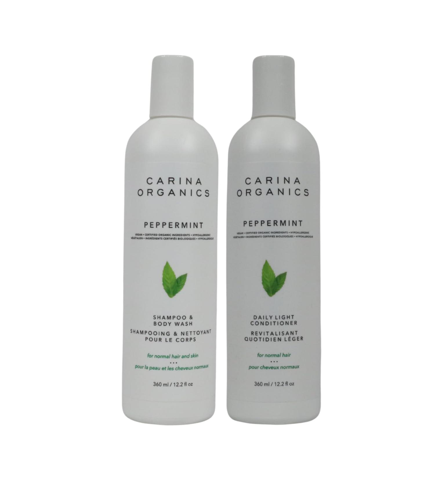 Peppermint Shampoo & Natural Body Wash and Daily Light Conditioner Bundle Shampoo Conditioner Set Shampoo & Hair Conditioner Women & Men Paraben & Sulfate free Shampoo & Conditioner Vegan 360ml With Individual Wet Wipe (Pack of 2)