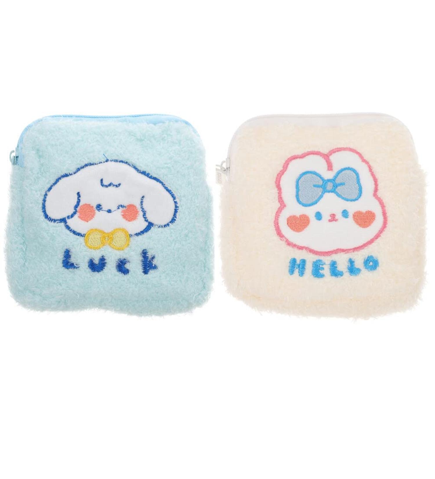 Healifty Sanitary Napkin Storage Bag 2pcs Plush Menstrual Pad Makeup Coin Travel Organizer - Buy Online on GoSupps.com